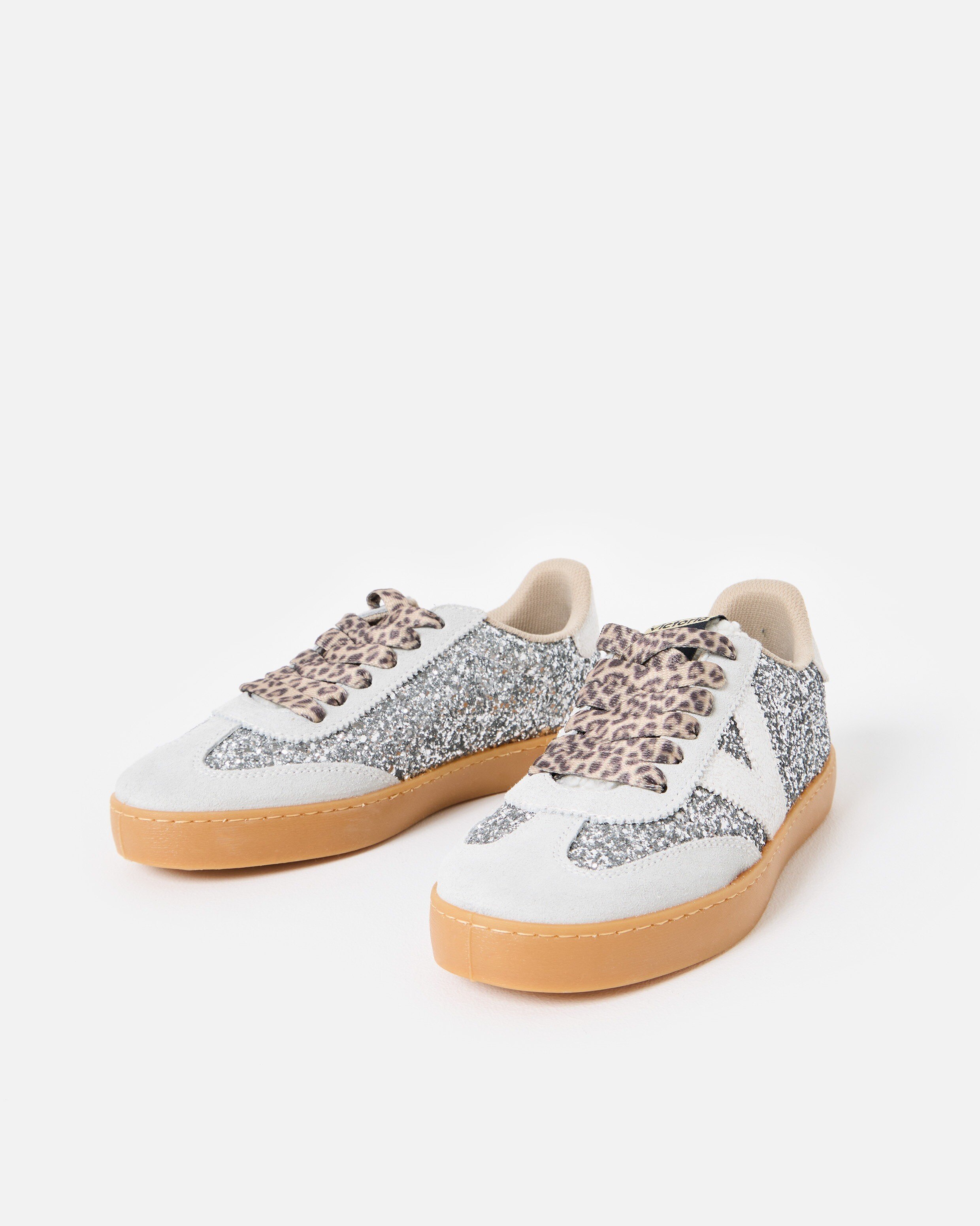 Victoria Berlin Ciclista Silver Glitter Animal Print Trainers