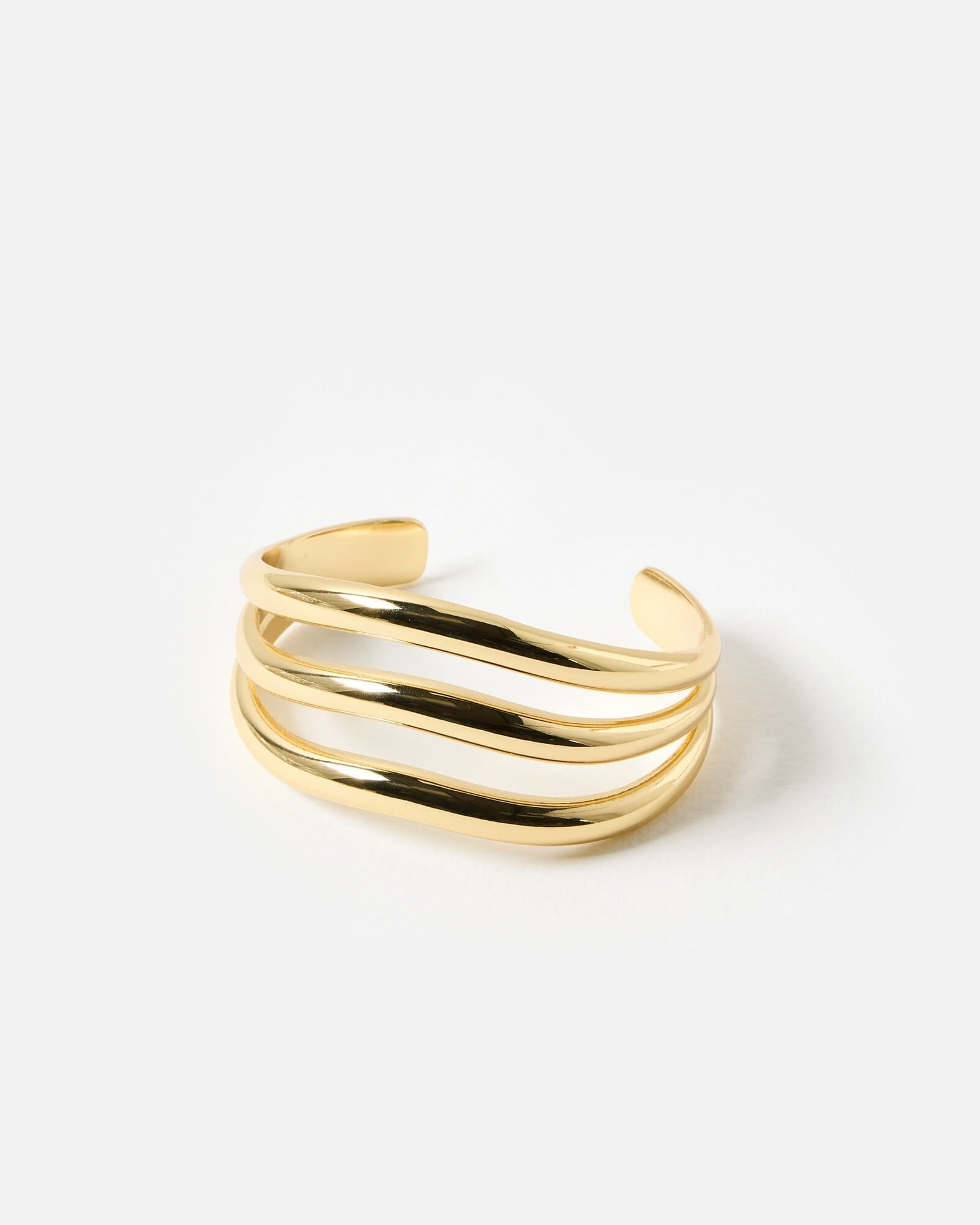 Faber Triple Row Gold Tone Cuff Bangle | Oliver Bonas