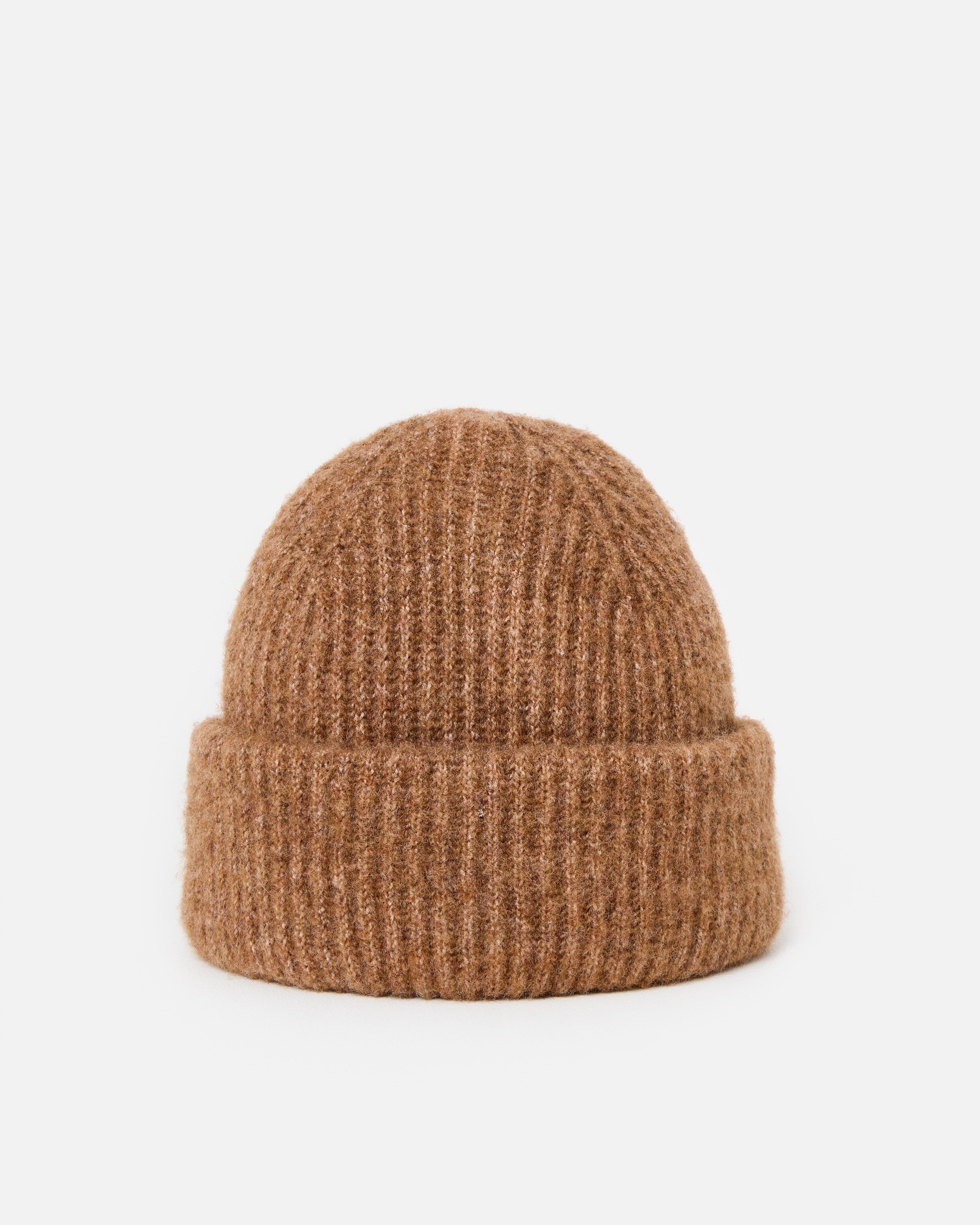 Mocha Brown Ribbed Knitted Beanie Hat | Oliver Bonas