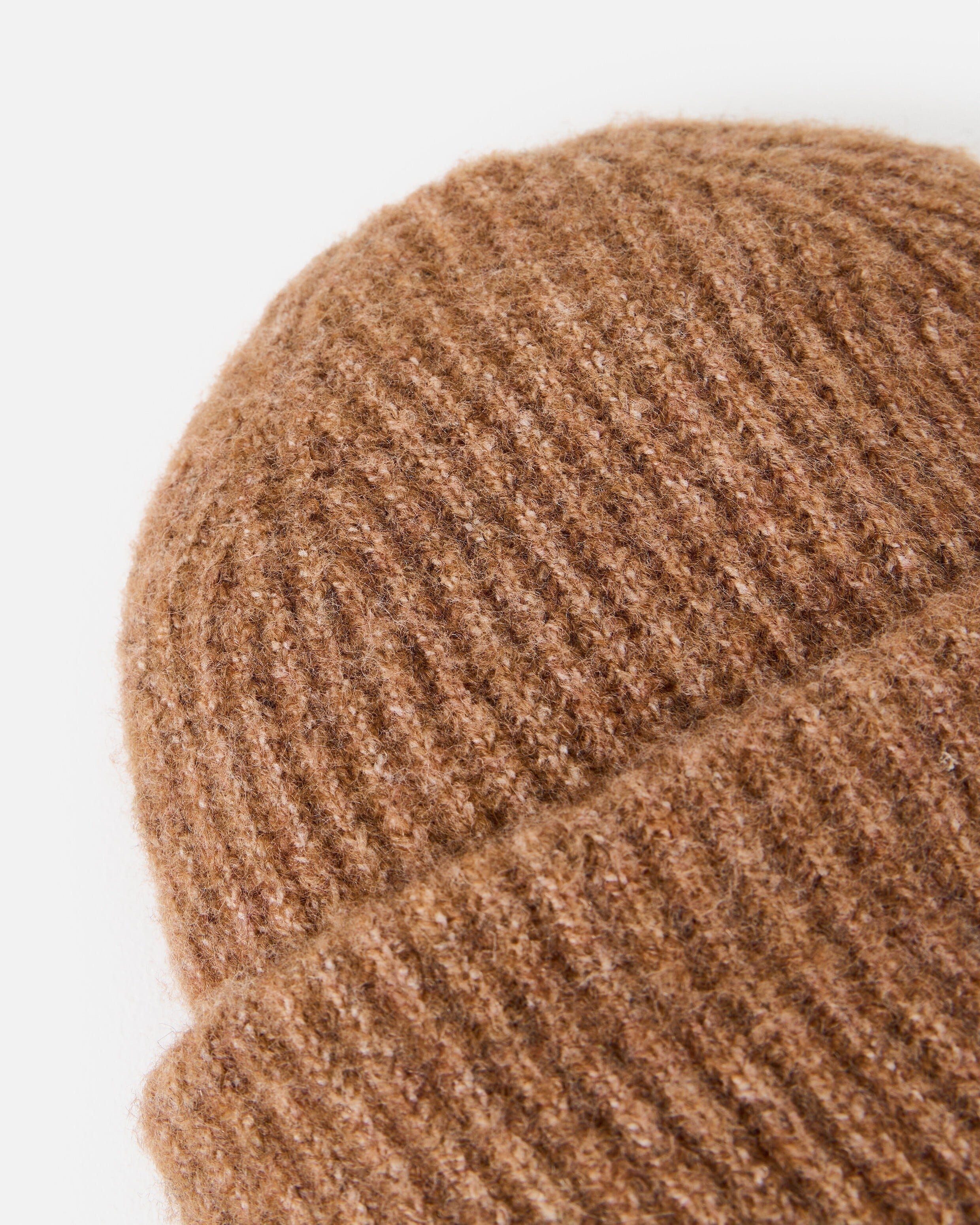 Mocha Brown Ribbed Knitted Beanie Hat | Oliver Bonas