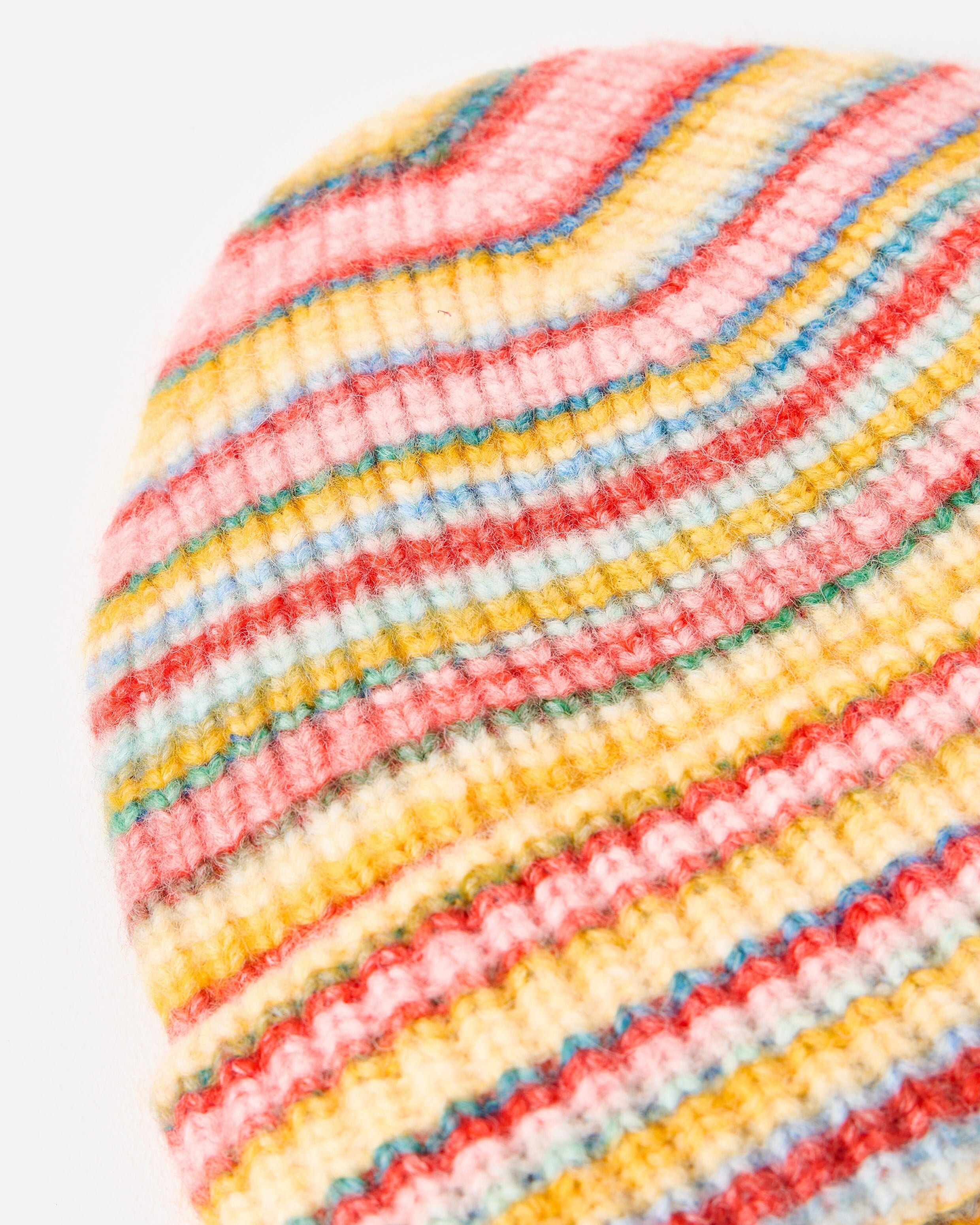 Multicoloured Striped Ribbed Knitted Beanie Hat | Oliver Bonas