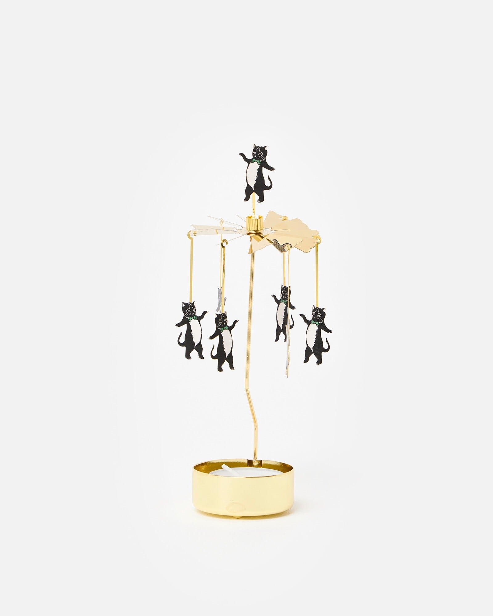 Pierre The Cat Gold Tealight Spinner