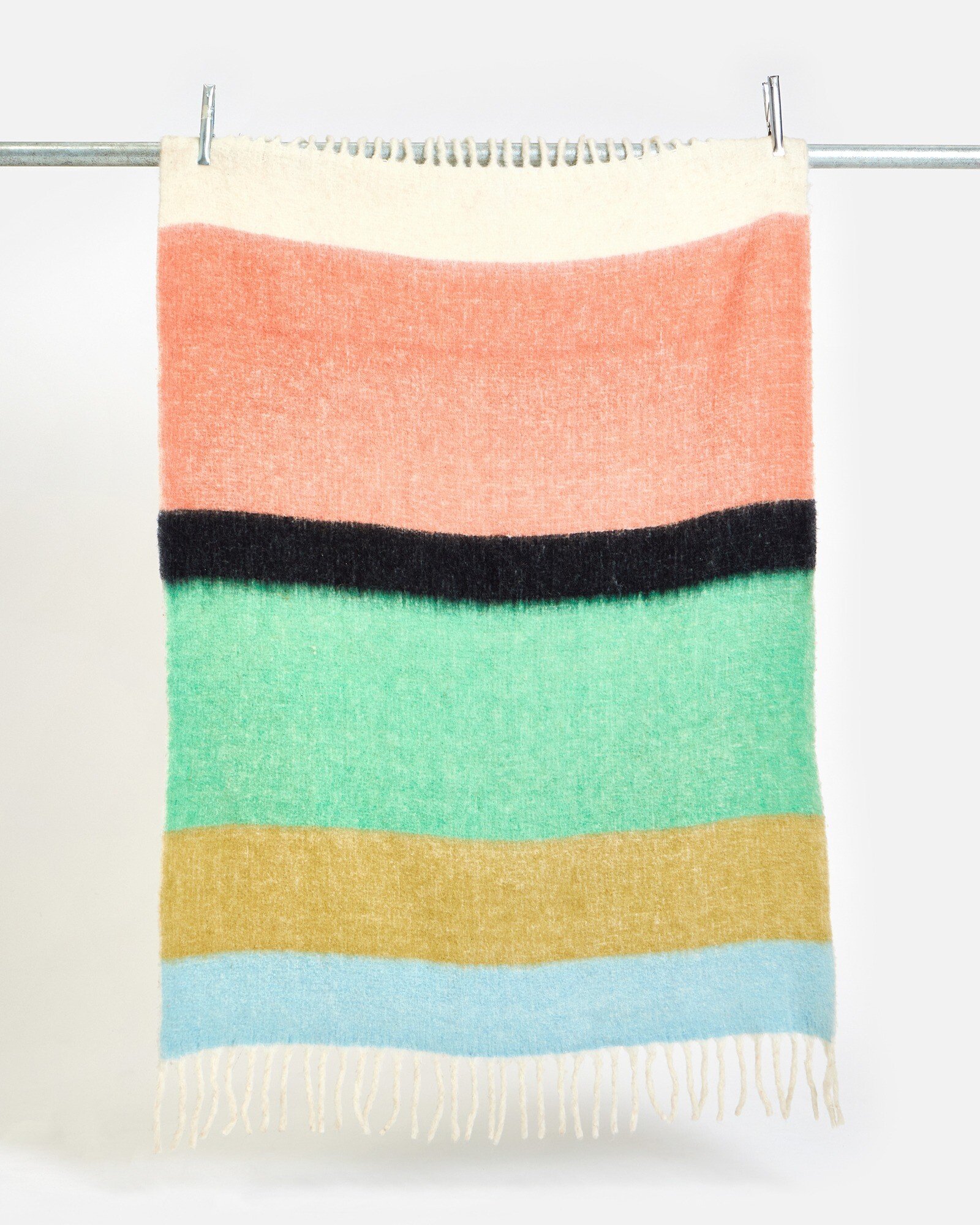 Multicoloured Stripe Knitted Cosy Throw