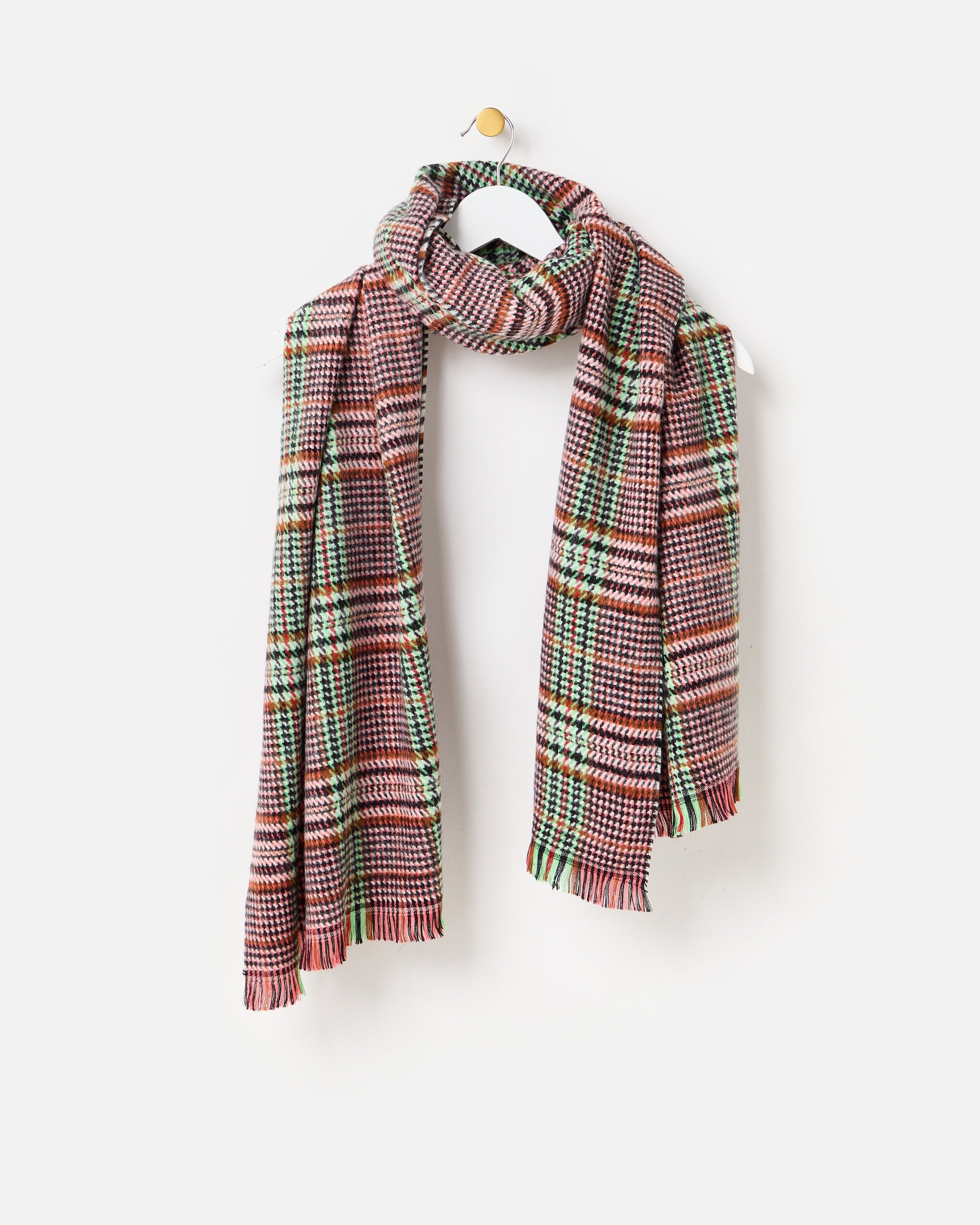 Pink & Green Tartan Midweight Scarf | Oliver Bonas