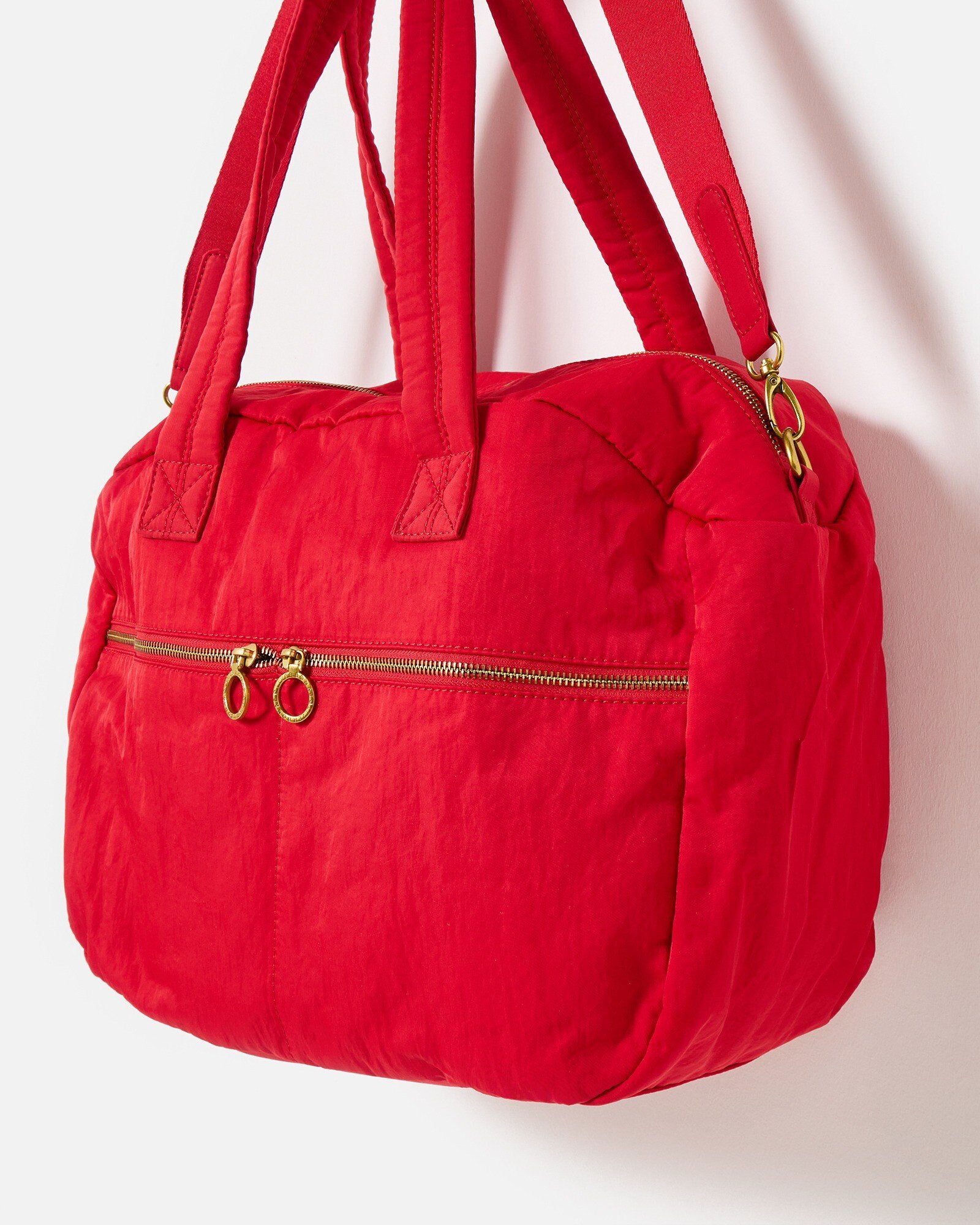 Alicia Red Nylon Weekend Bag Oliver Bonas