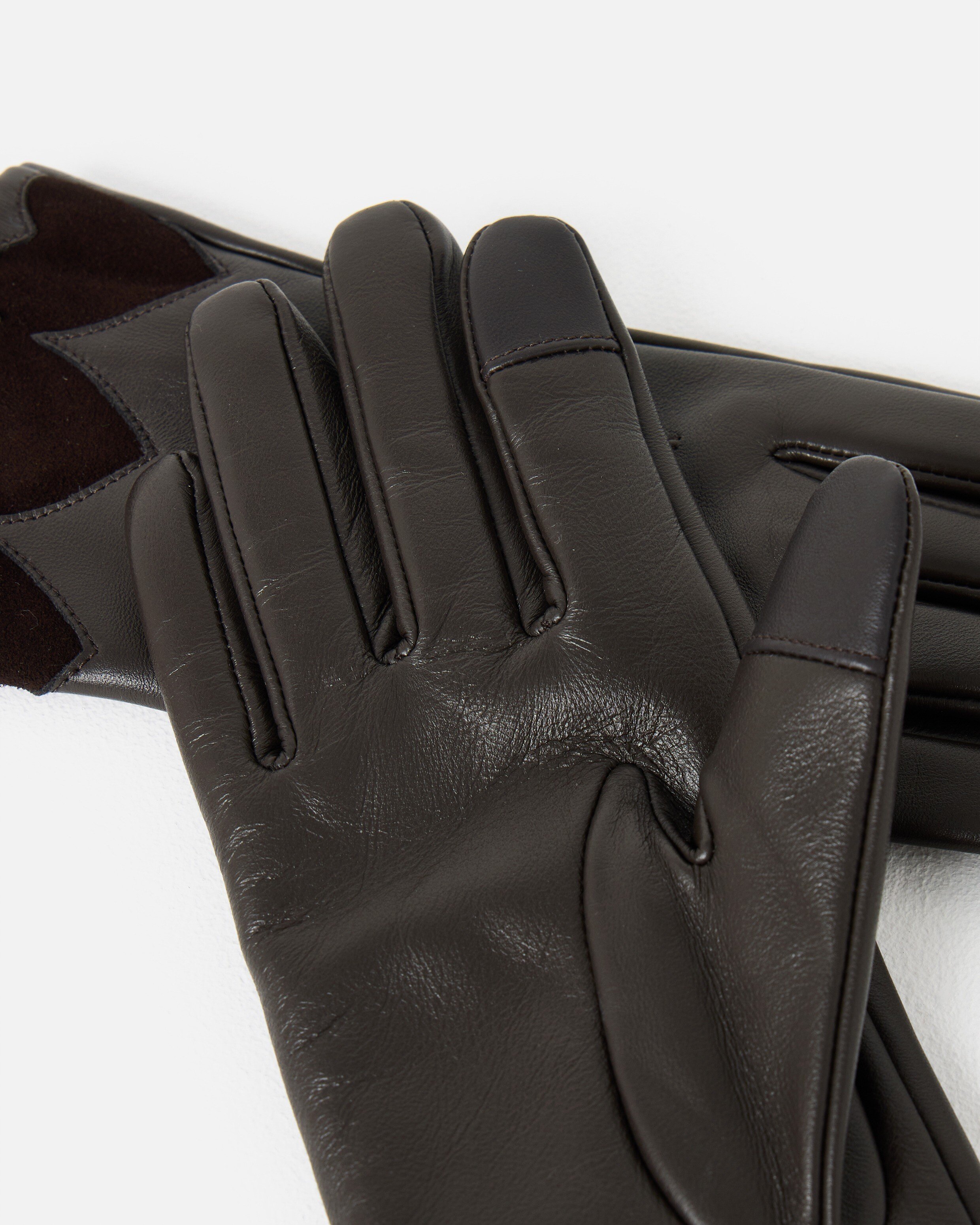 Chocolate Brown Heart Leather Gloves | Oliver Bonas