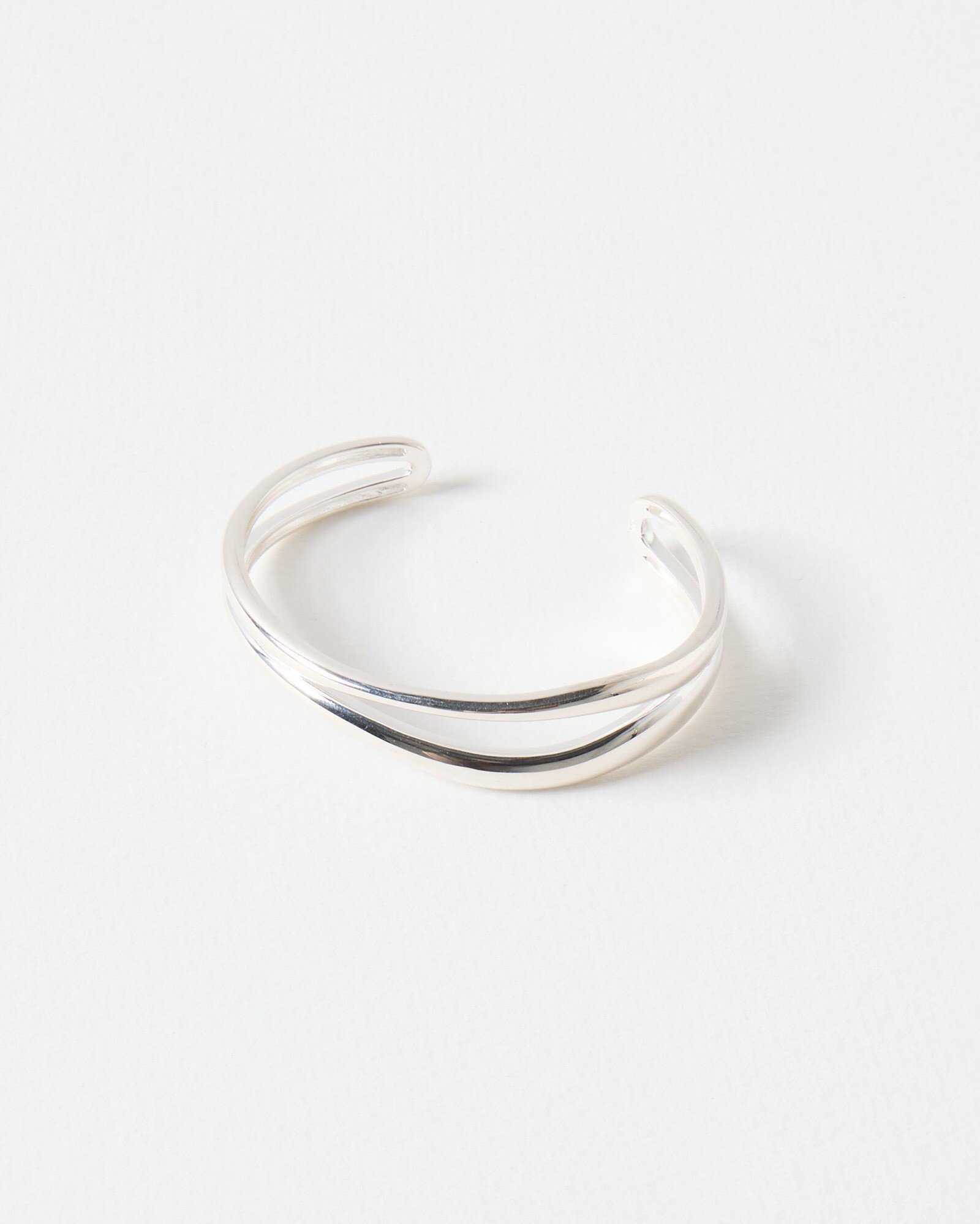 Galia Wavy Chunky Silver Plated Cuff Bangle Oliver Bonas