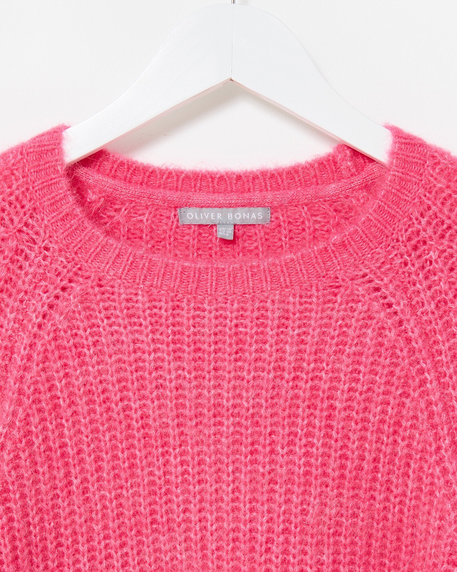 Pink Burgundy Trim Knitted Jumper Oliver Bonas