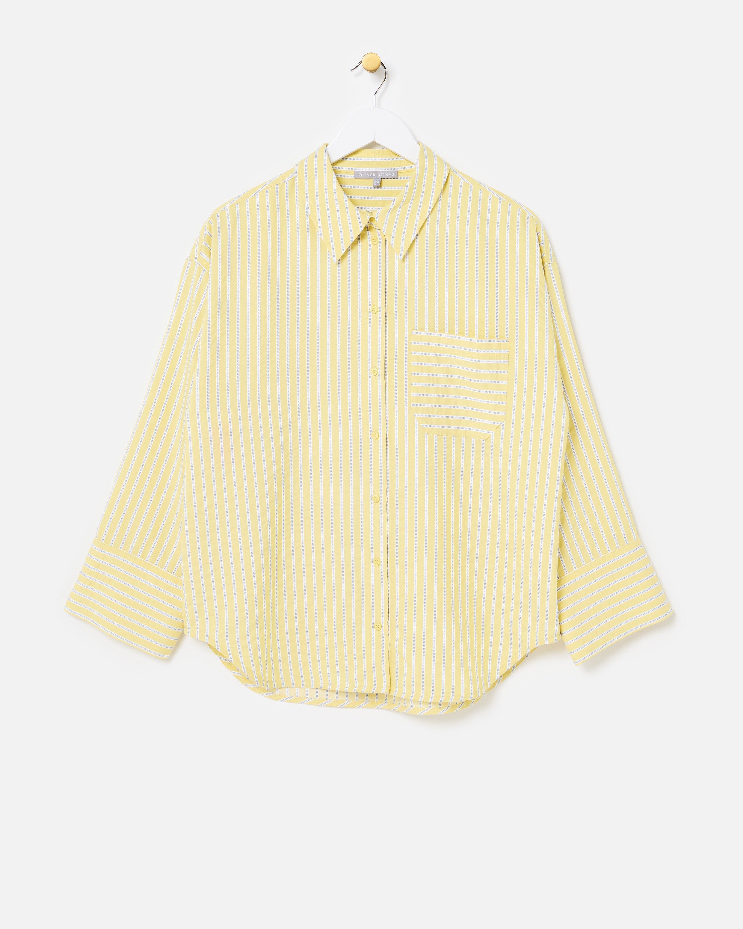 Yellow Blue Button Up Striped Shirt Oliver Bonas