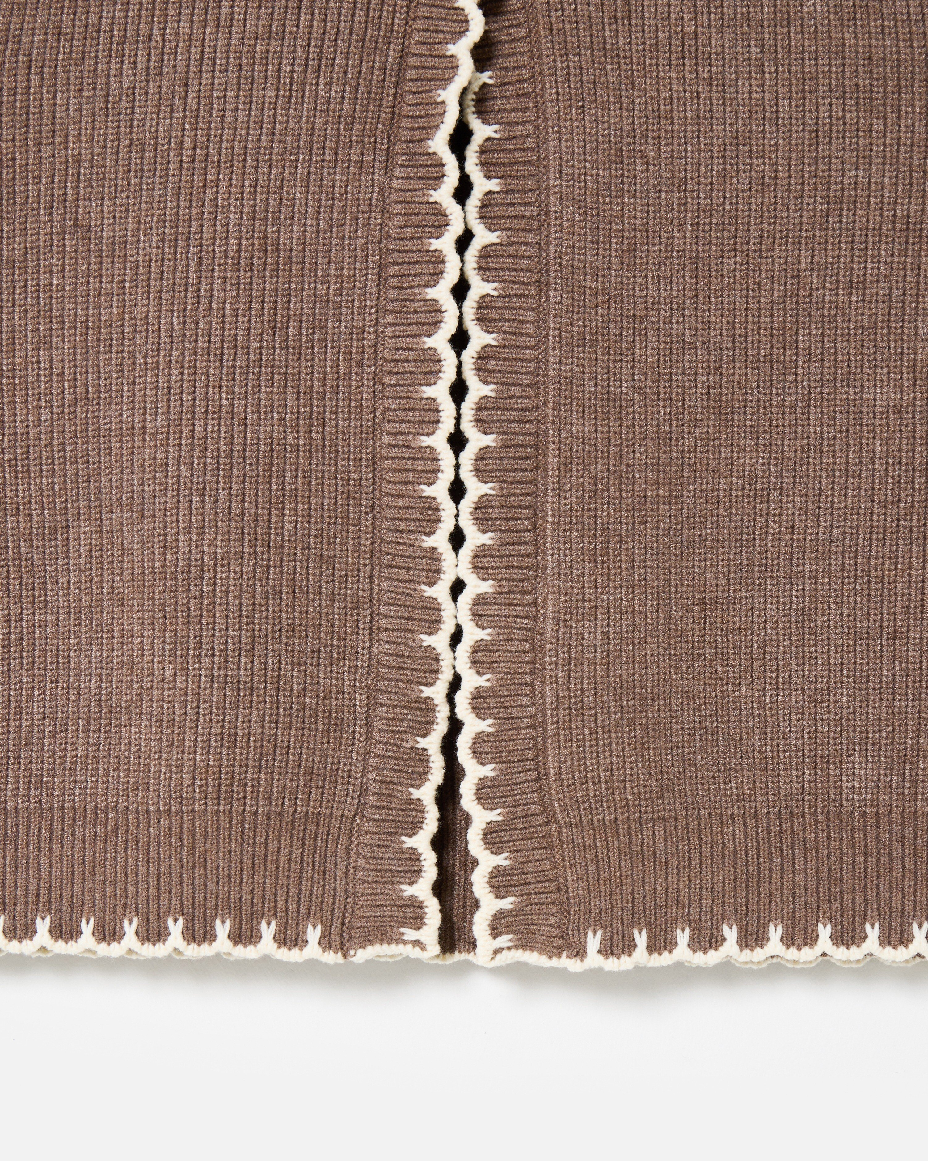Mocha Brown Blanket Stitch Knitted Waistcoat | Oliver Bonas