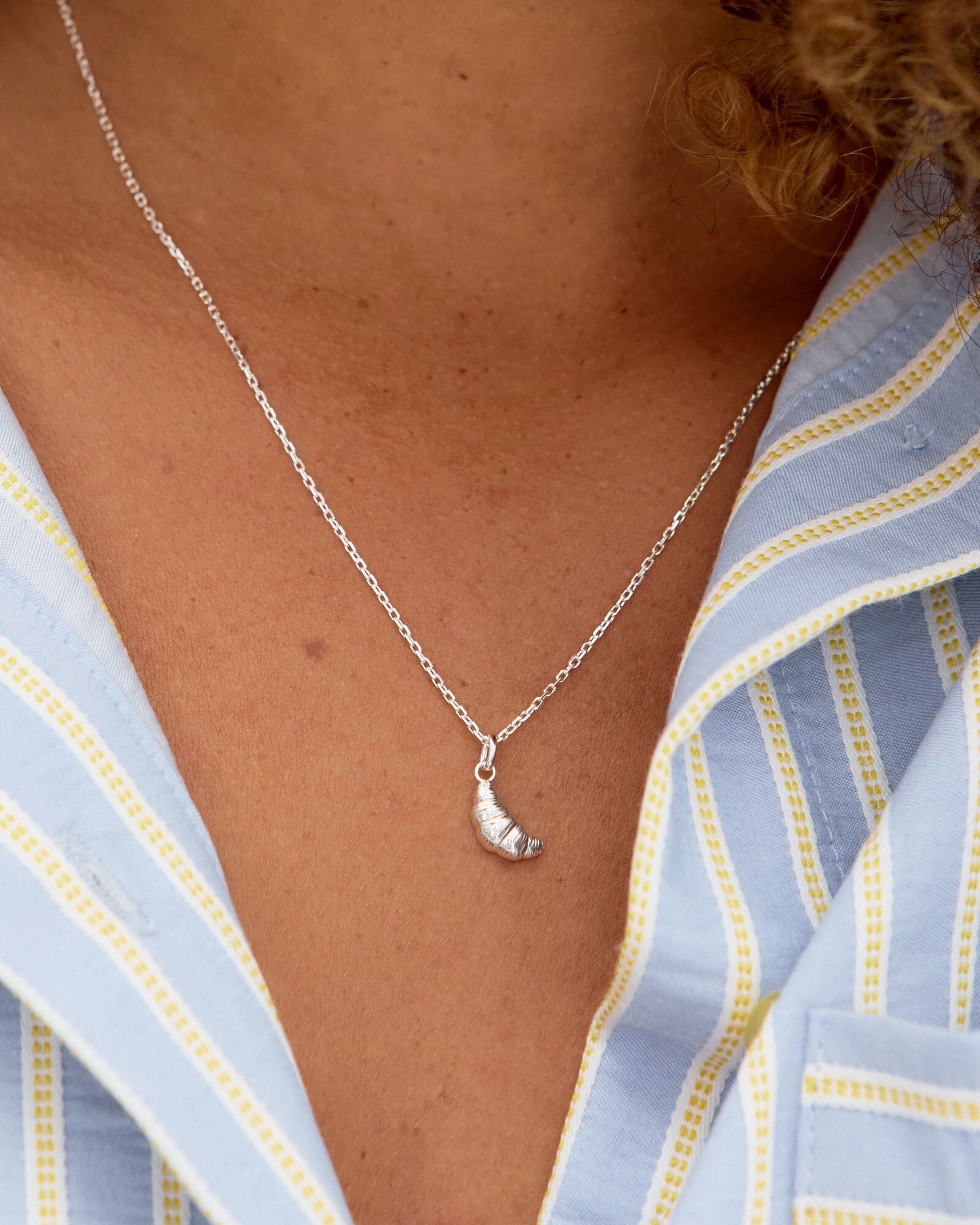Claude Croissant Sterling Silver Pendant Necklace | Oliver Bonas