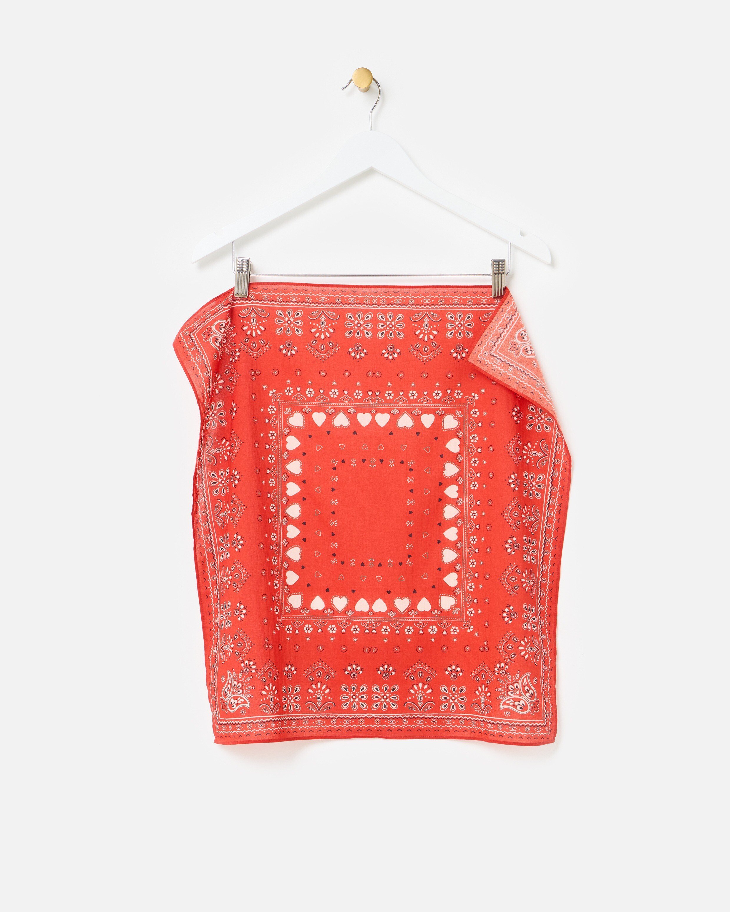Red Heart Bandana Cotton Square Scarf | Oliver Bonas