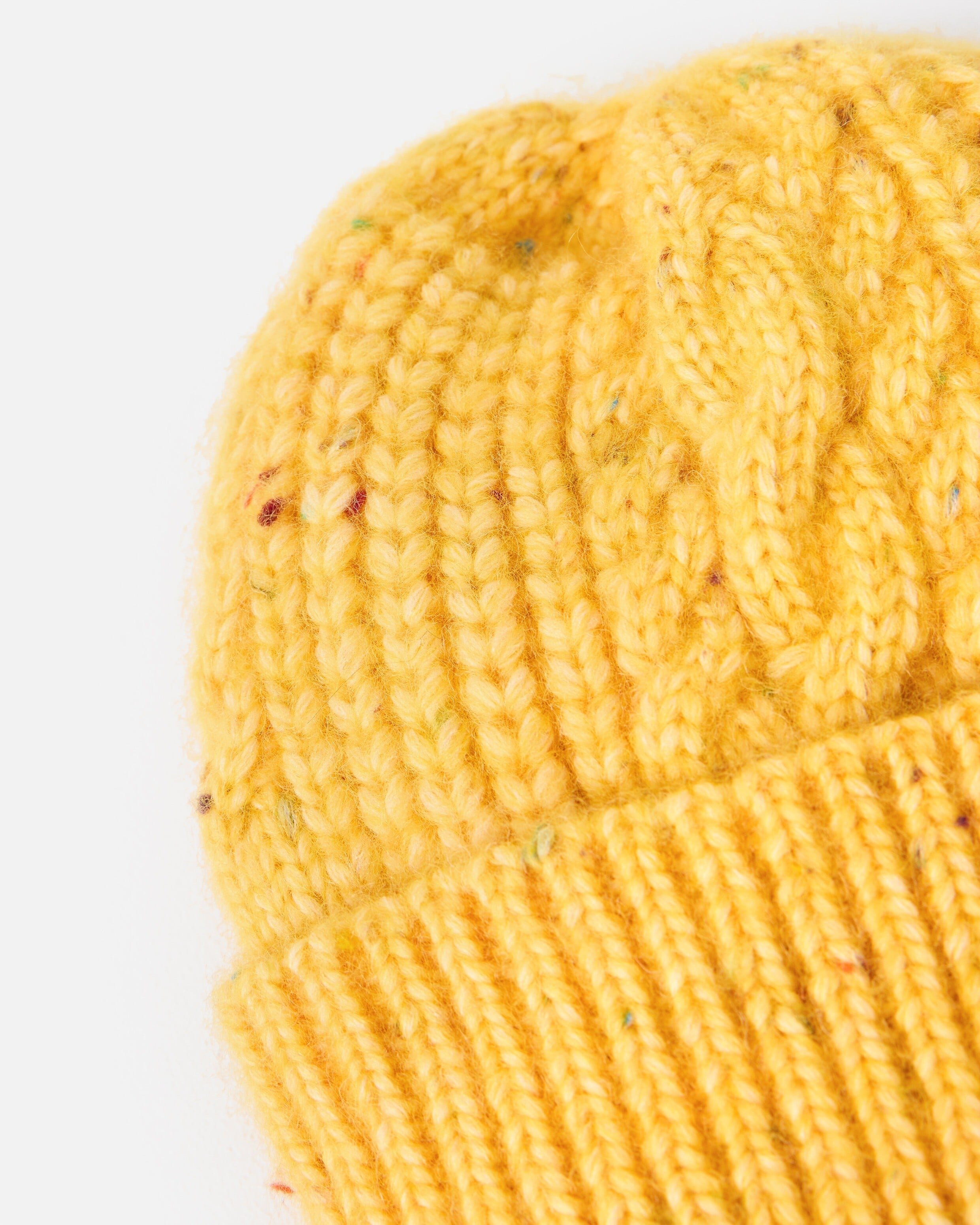 GOLDEN 1978 EMBROIDERY BEANIEビーニー Hat Beanie Knit Cable Marl Yellow BEANIEビーニー EMBROIDERY 1978