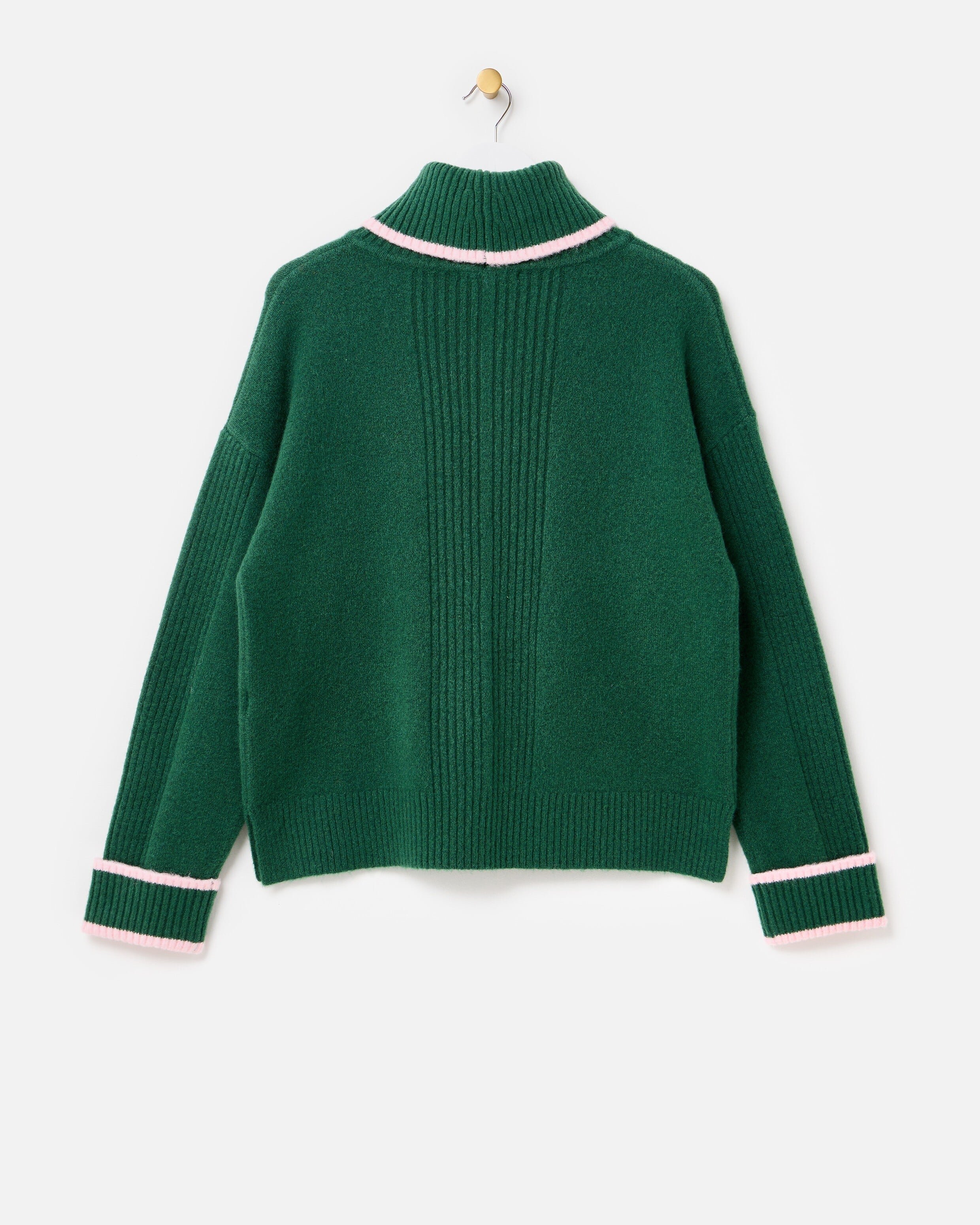 Dark Green Roll Neck Knitted Jumper | Oliver Bonas