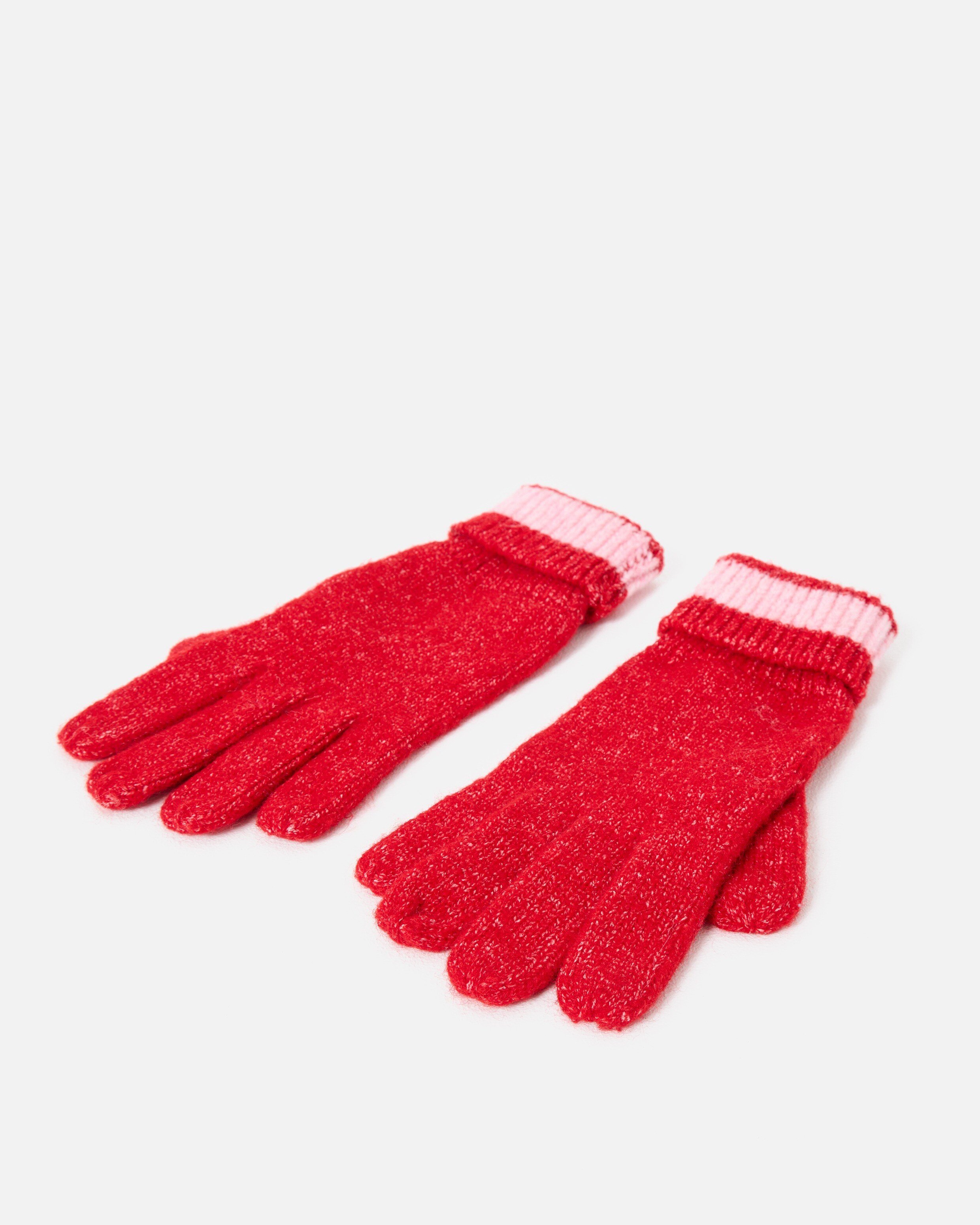 Red & Pink Stripe Knitted Gloves | Oliver Bonas