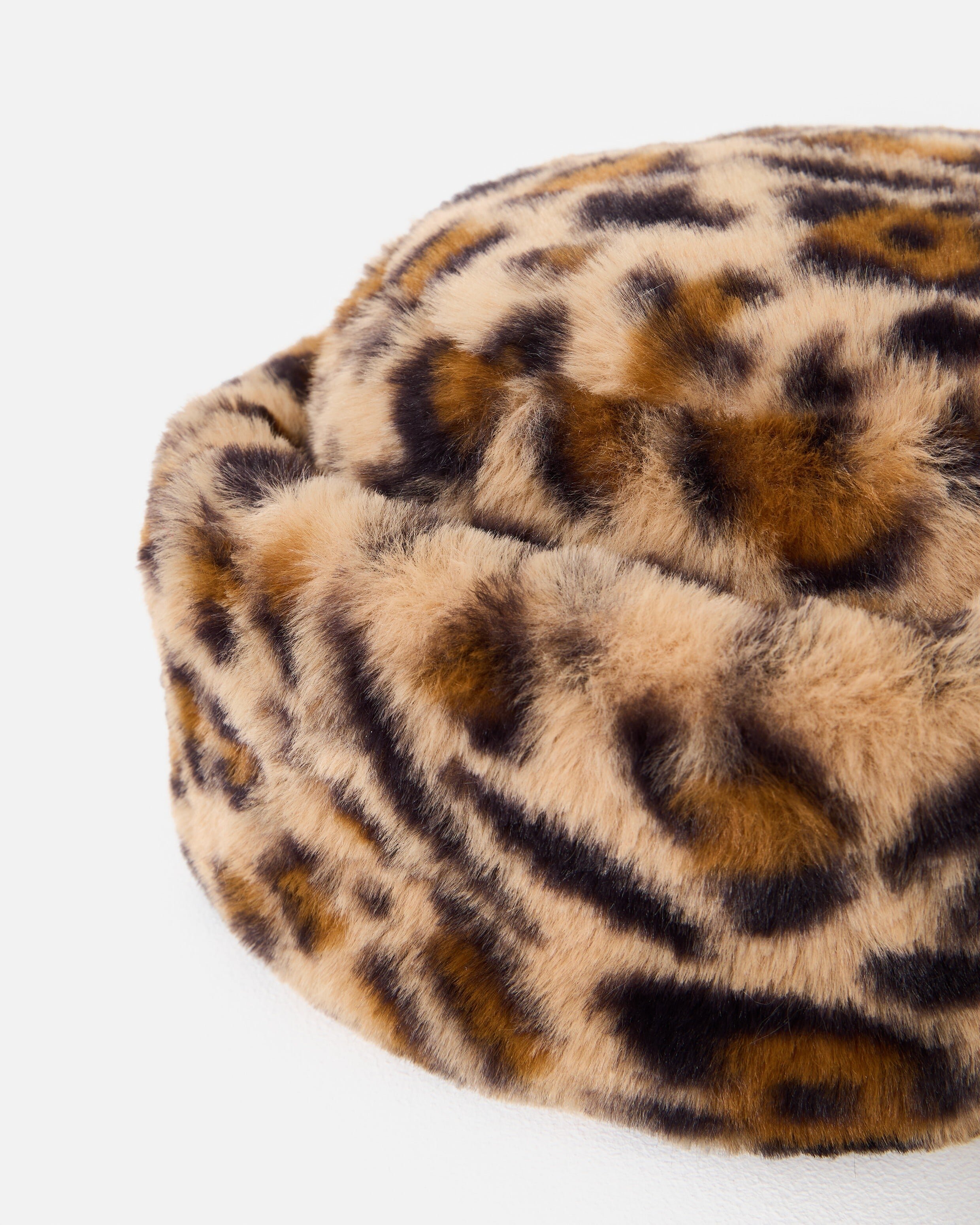 Brown Animal Print Faux Fur Hat | Oliver Bonas