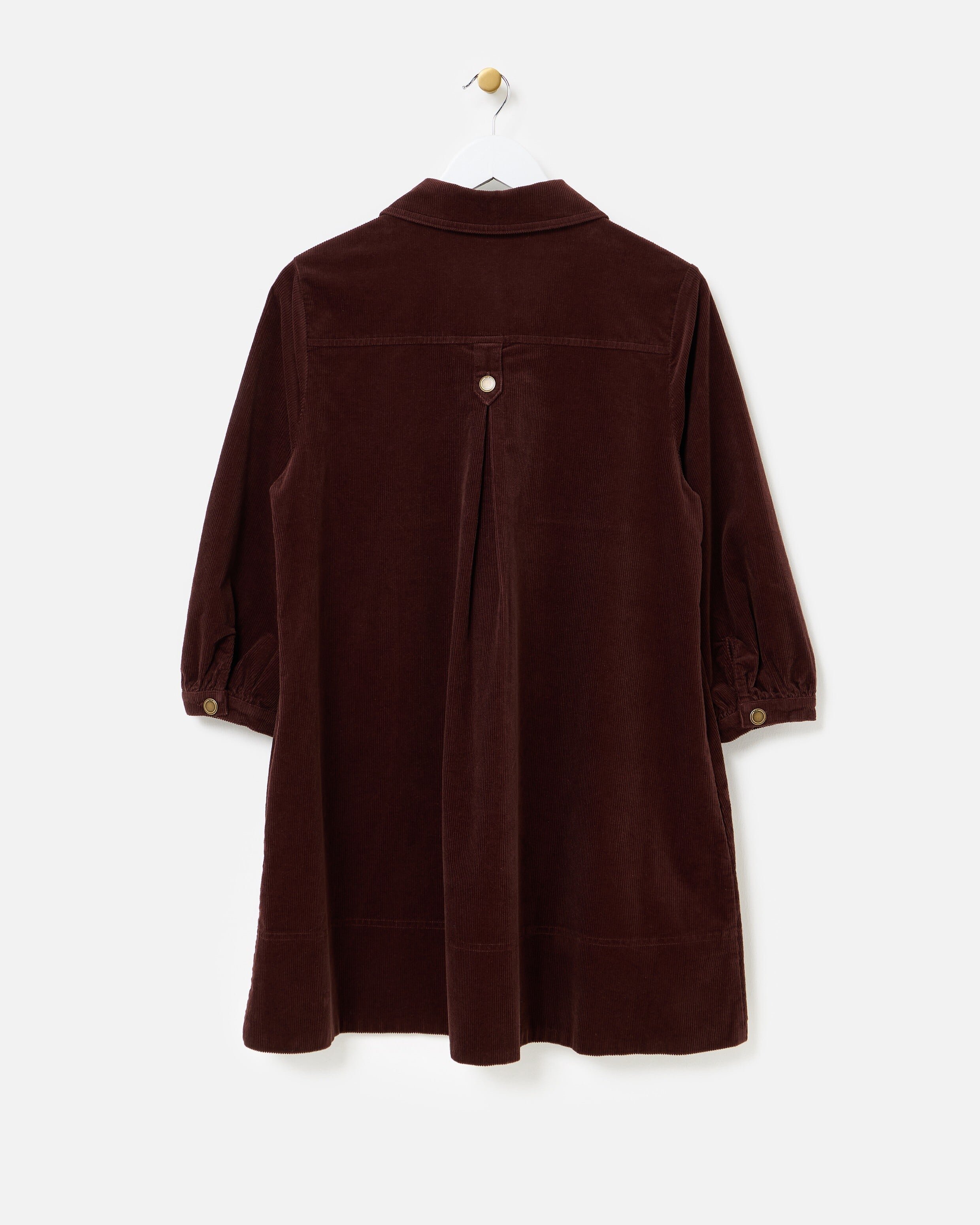 Chocolate Brown Corduroy Collared Mini Shirt Dress | Oliver Bonas