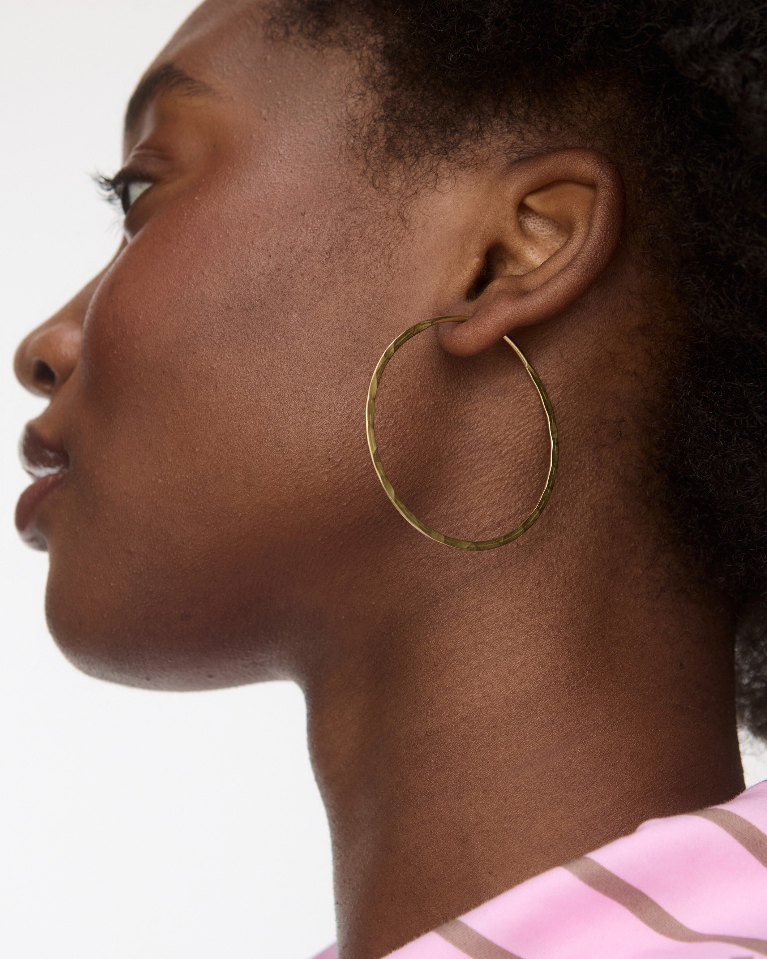 Kara Hammered Brass Large Hoop Earrings Oliver Bonas