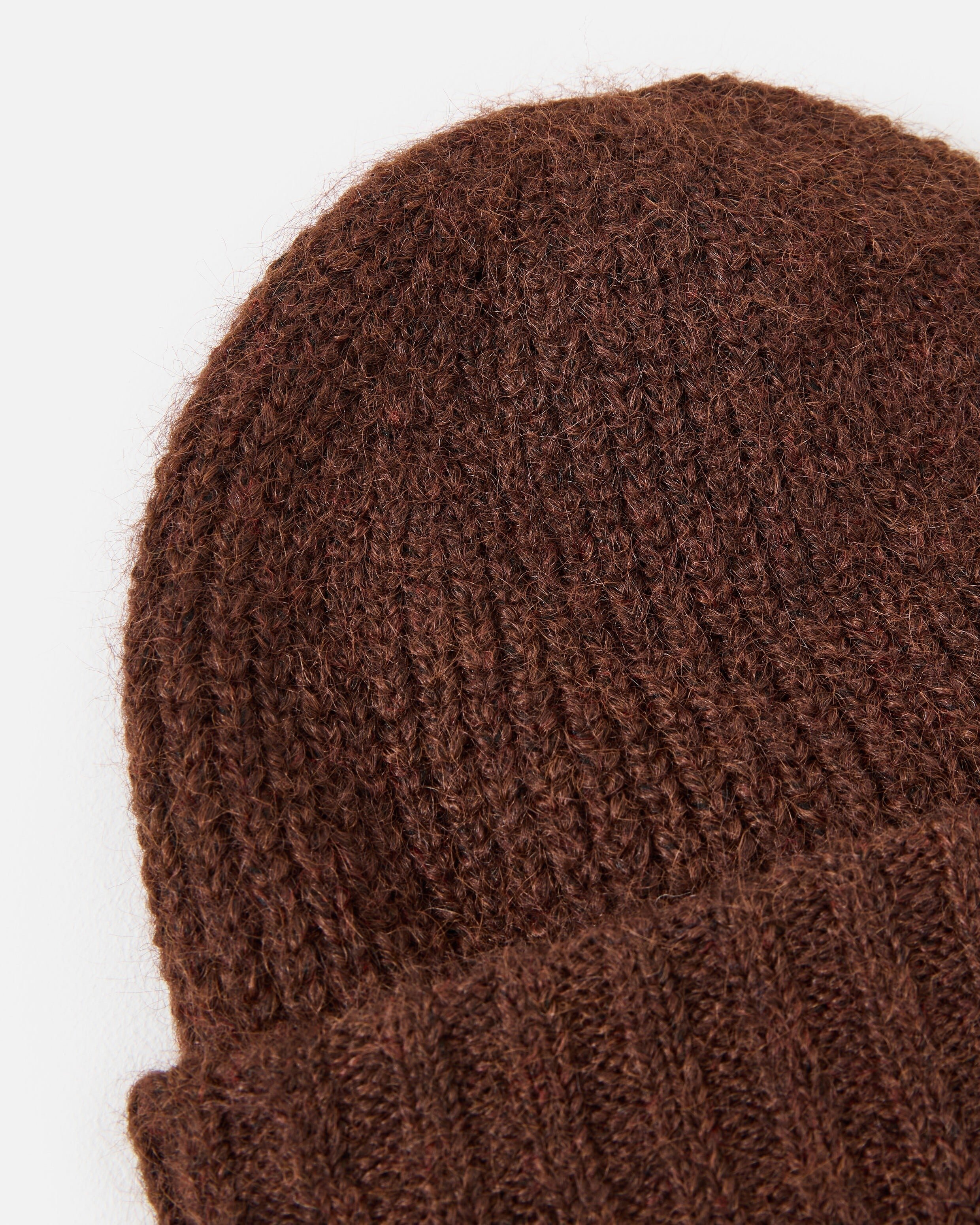 Chocolate Brown Fluffy Ribbed Knitted Beanie Hat | Oliver Bonas
