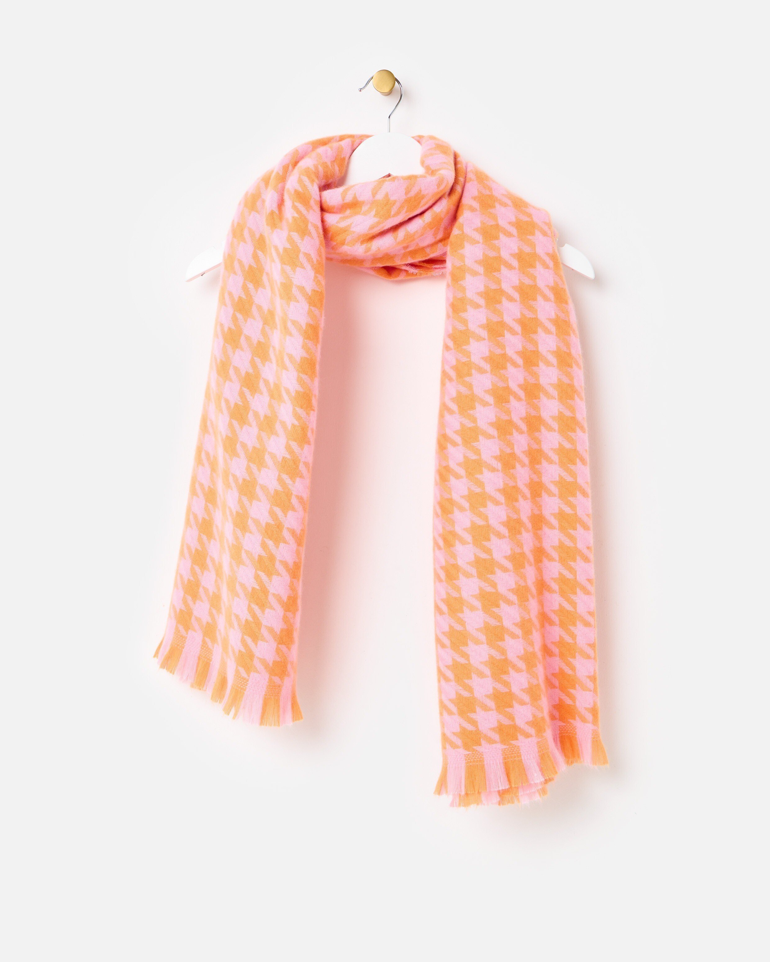 Pink & Orange Houndstooth Midweight Scarf | Oliver Bonas