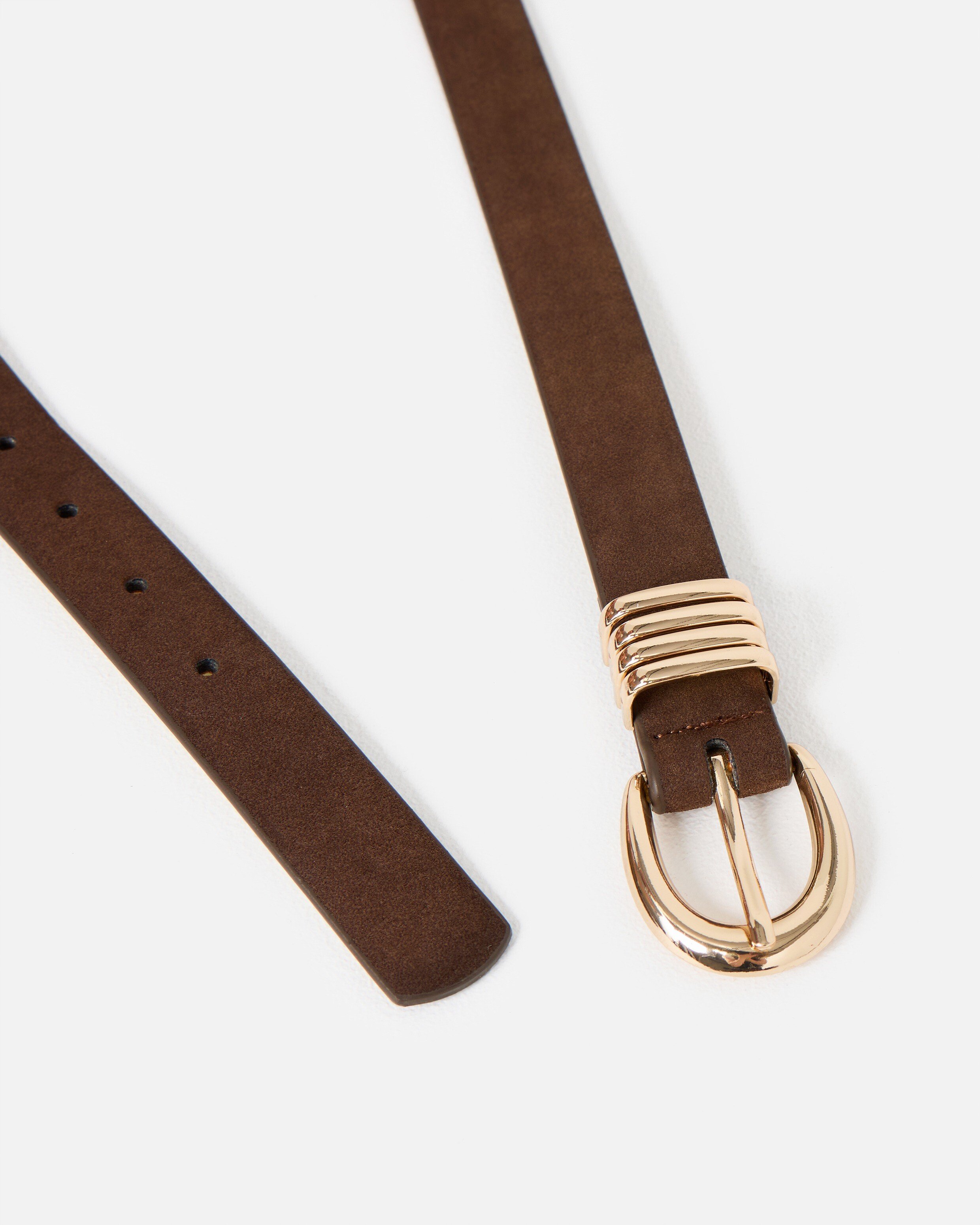 Chocolate Brown Faux Suede Jeans Belt | Oliver Bonas