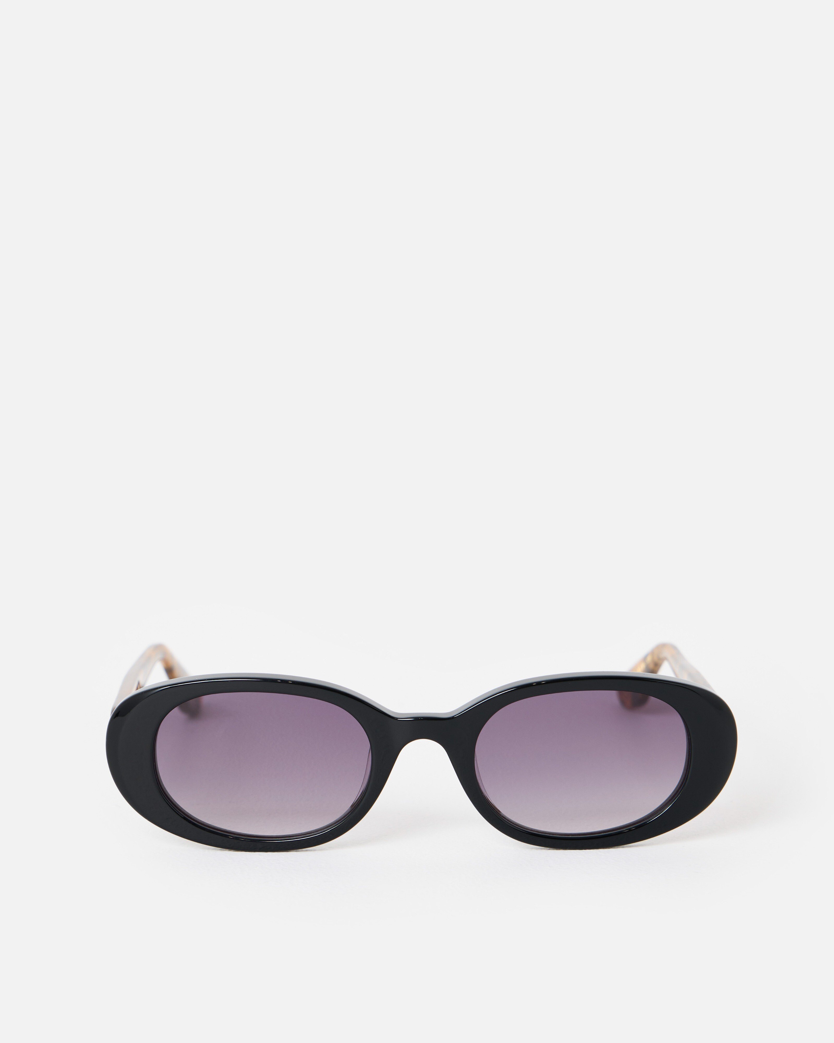 Black Zebra Print Mini Oval Acetate Sunglasses Oliver Bonas