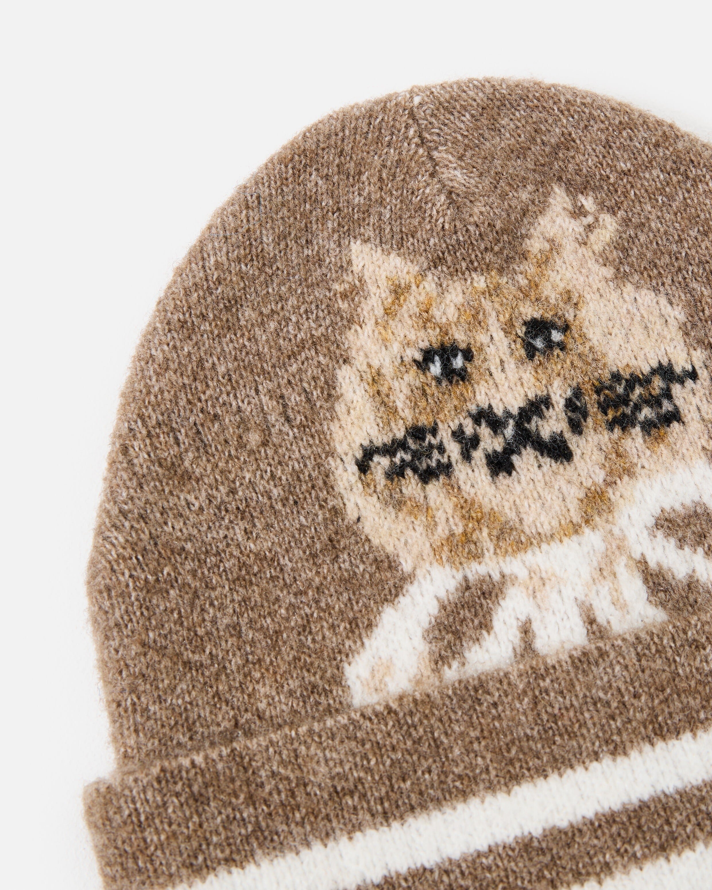 Mocha Brown Cat Knitted Beanie Hat | Oliver Bonas