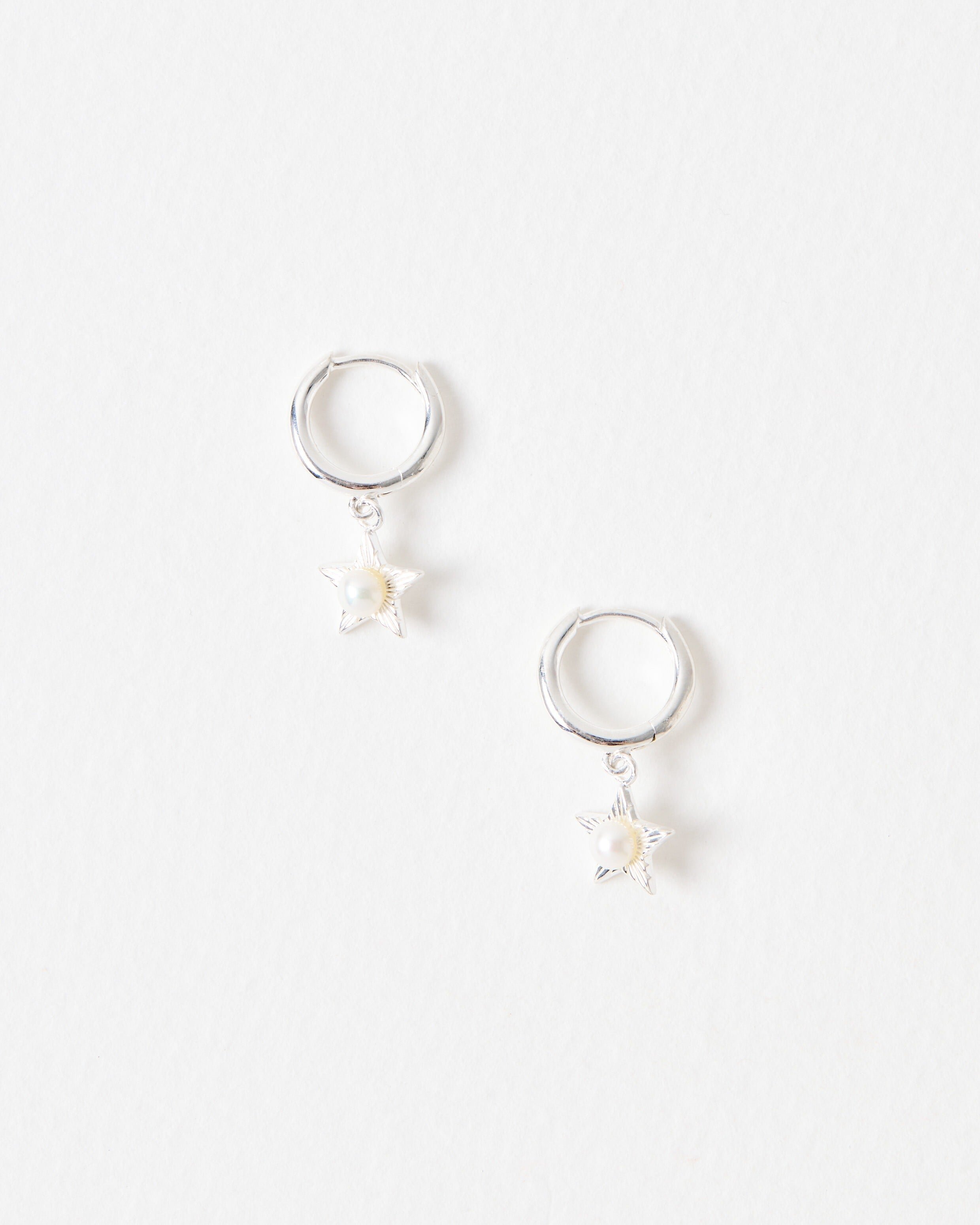 Gold Star Huggie Hoop Earrings: Dainty White Star Charm Earrings For Everyday Wear