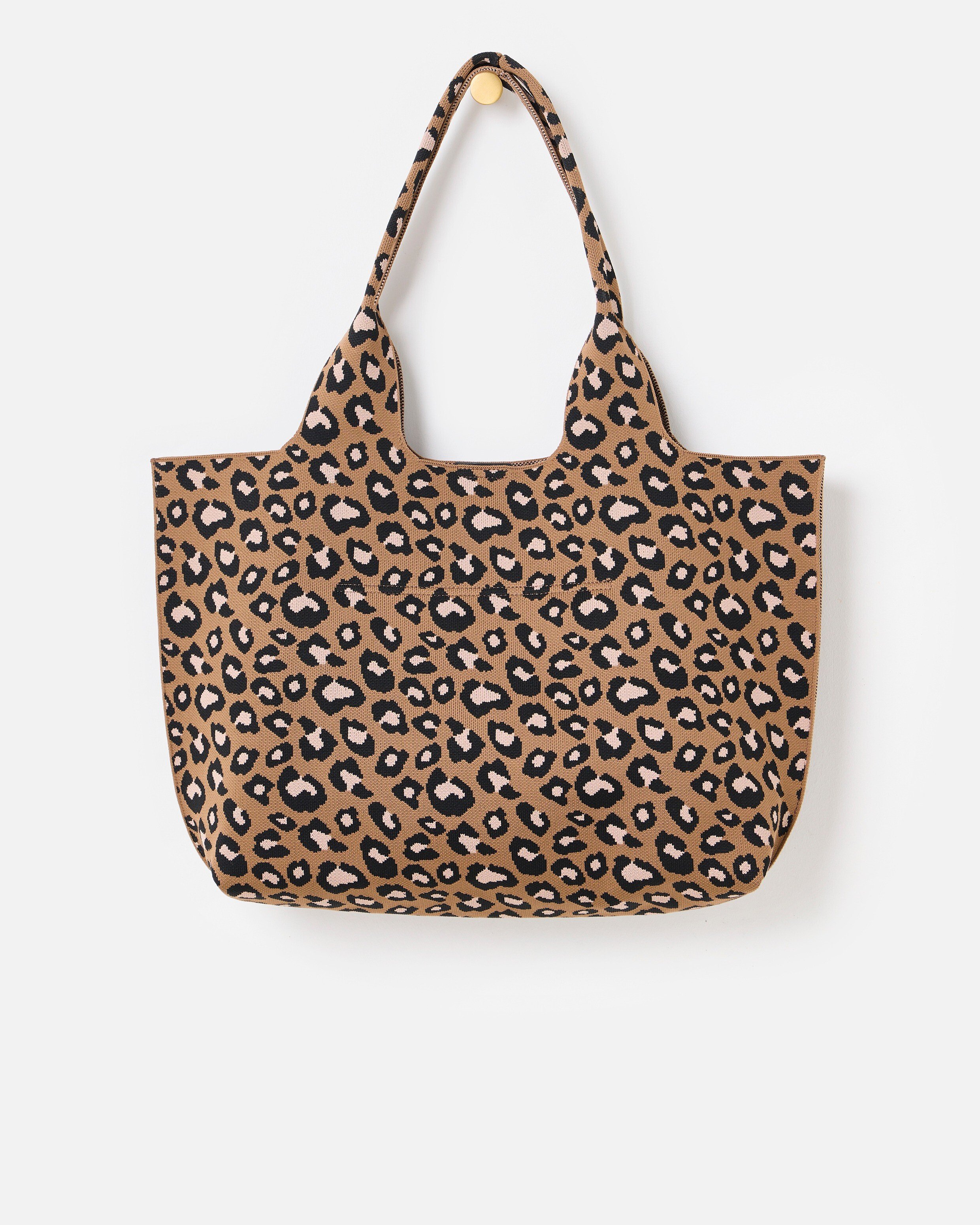 Brown Leopard Print Knitted Tote Bag | Oliver Bonas