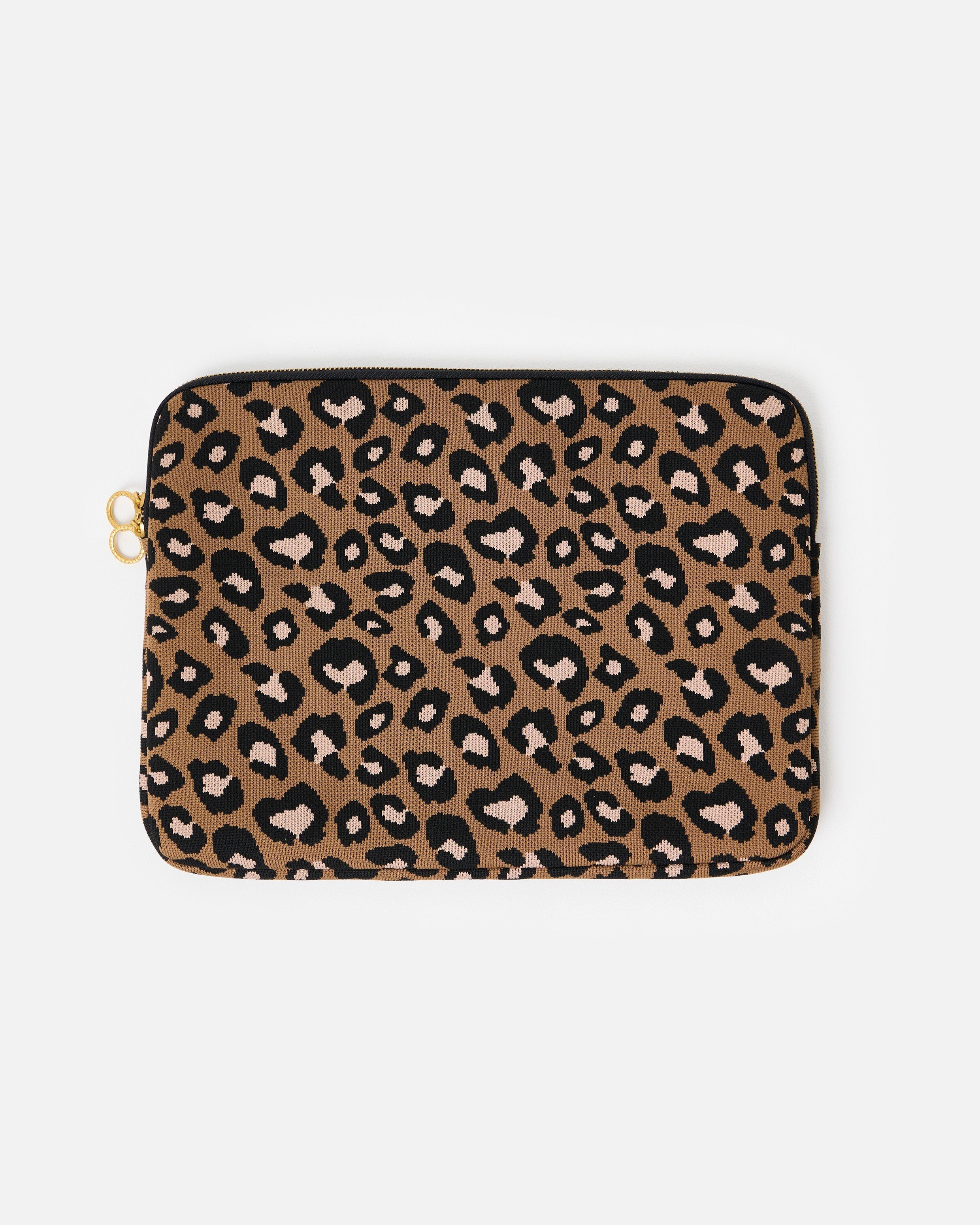 Brown Leopard Print Knitted Laptop Case Oliver Bonas