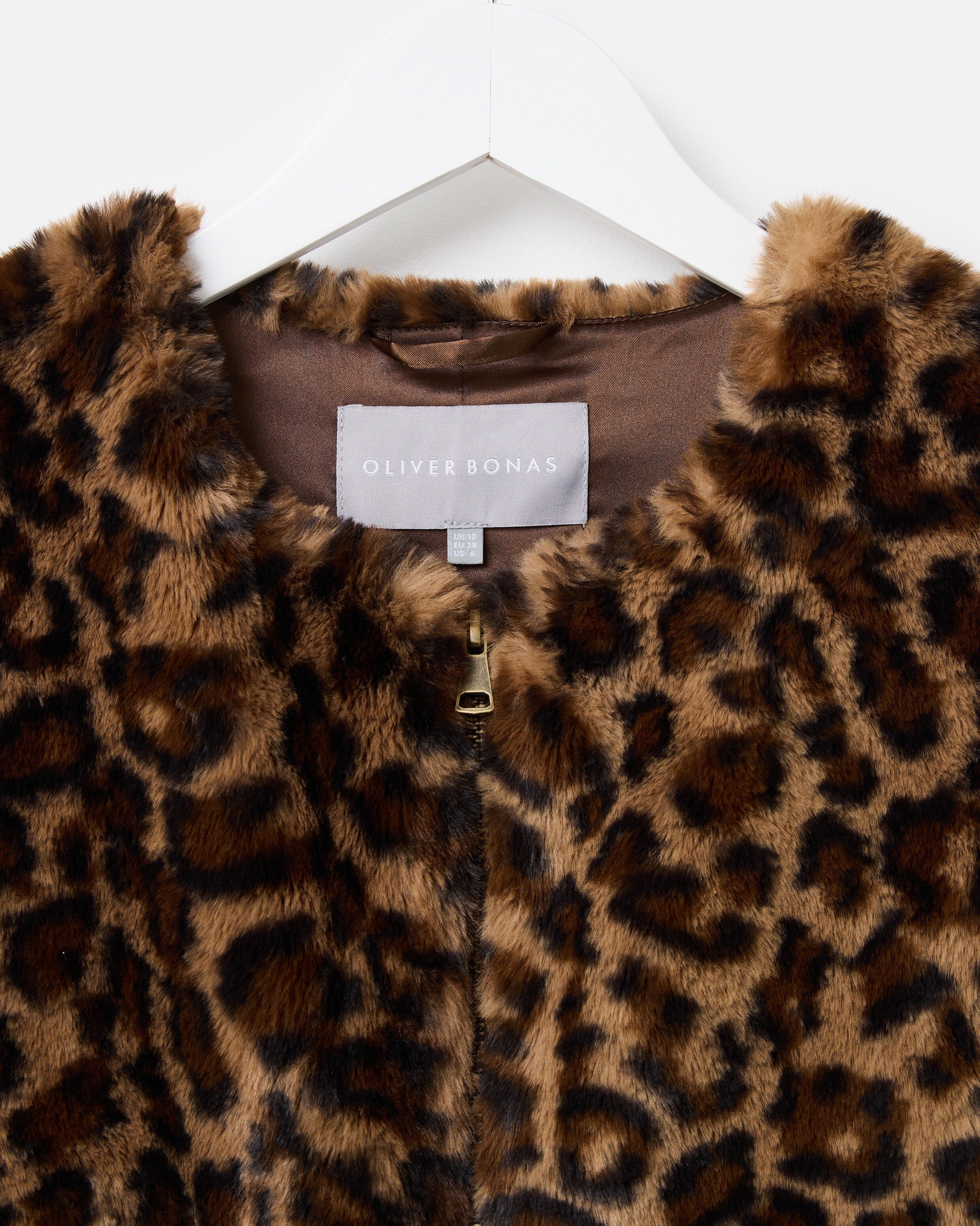 Brown Leopard Print Faux Fur Gilet | Oliver Bonas IE