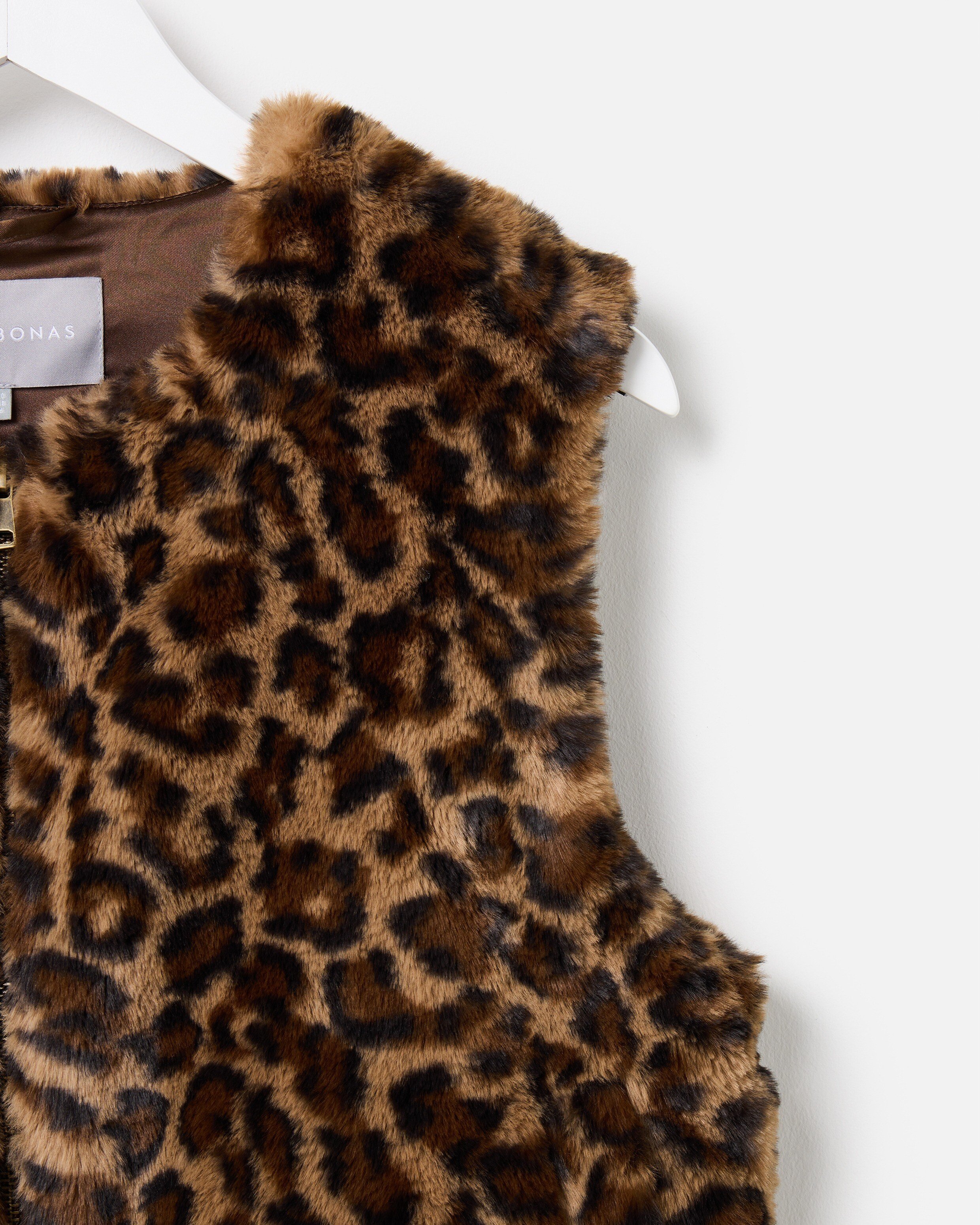 Brown Leopard Print Faux Fur Gilet | Oliver Bonas