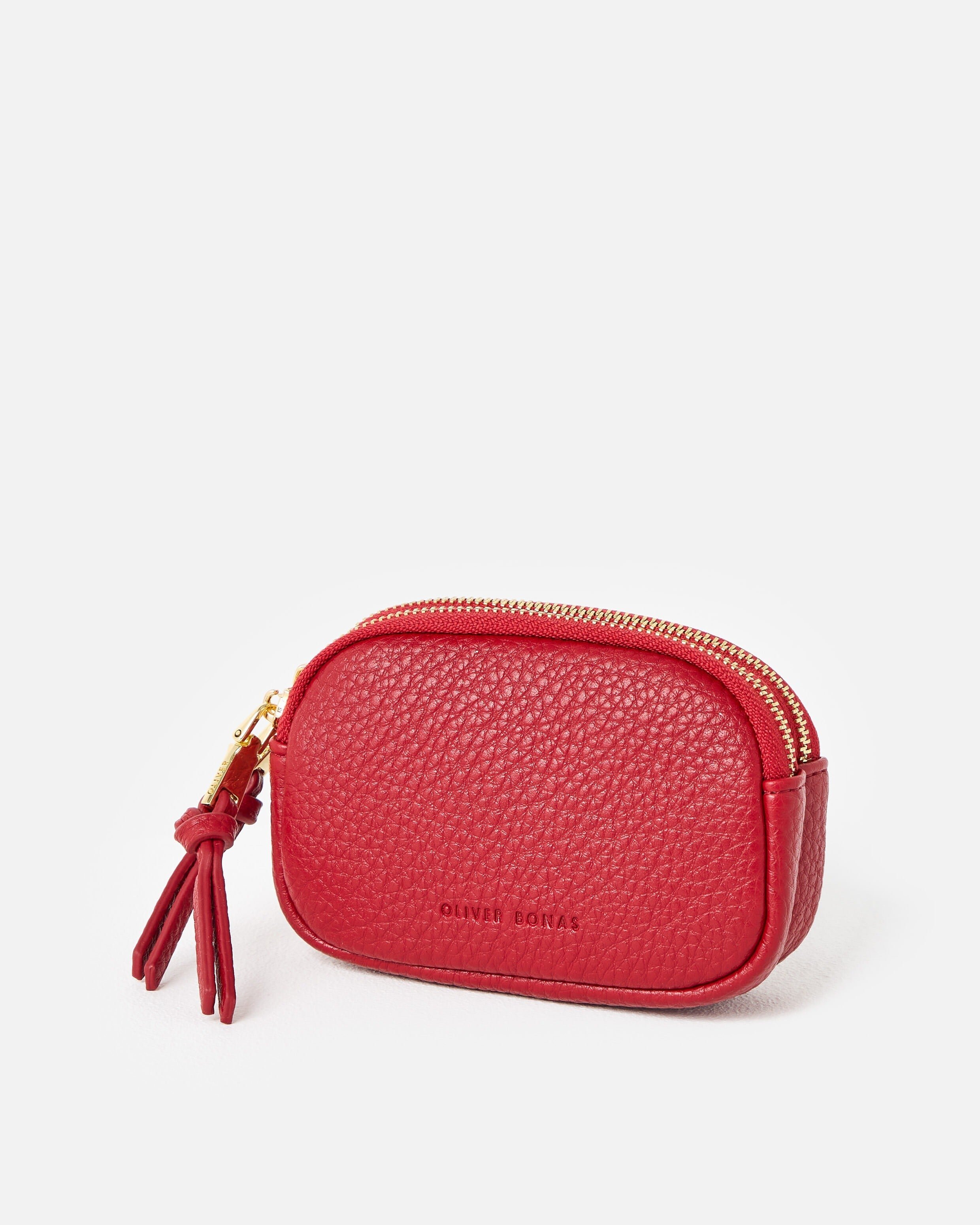 Nina Cherry Red Double Zip Keyring Pouch | Oliver Bonas