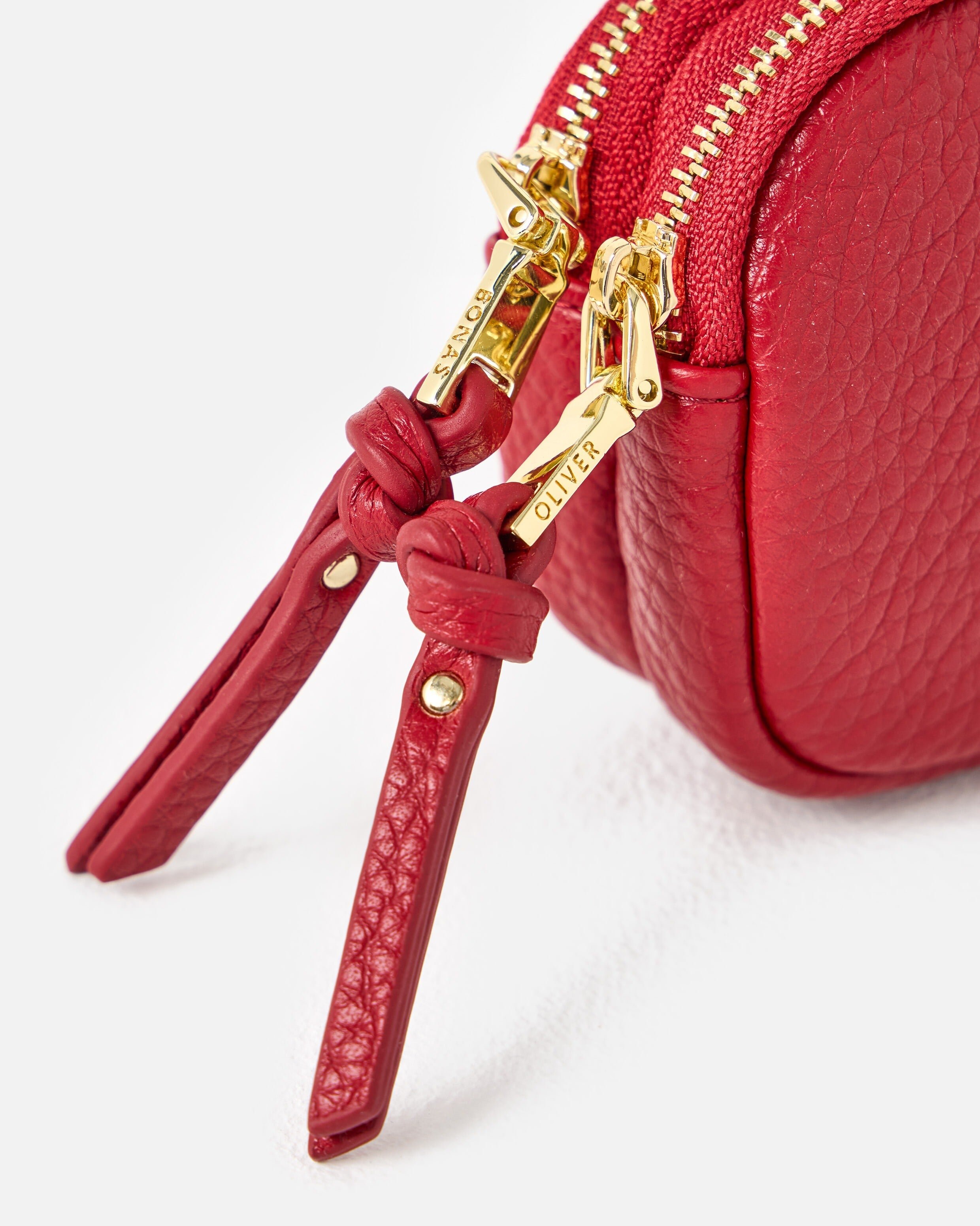 Nina Cherry Red Double Zip Keyring Pouch | Oliver Bonas