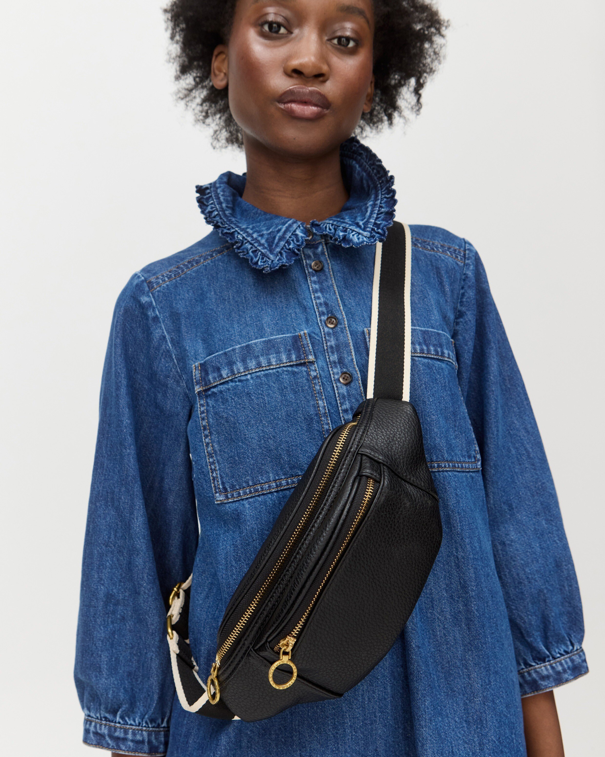 Lexi Black Double Zip Belt Bag | Oliver Bonas