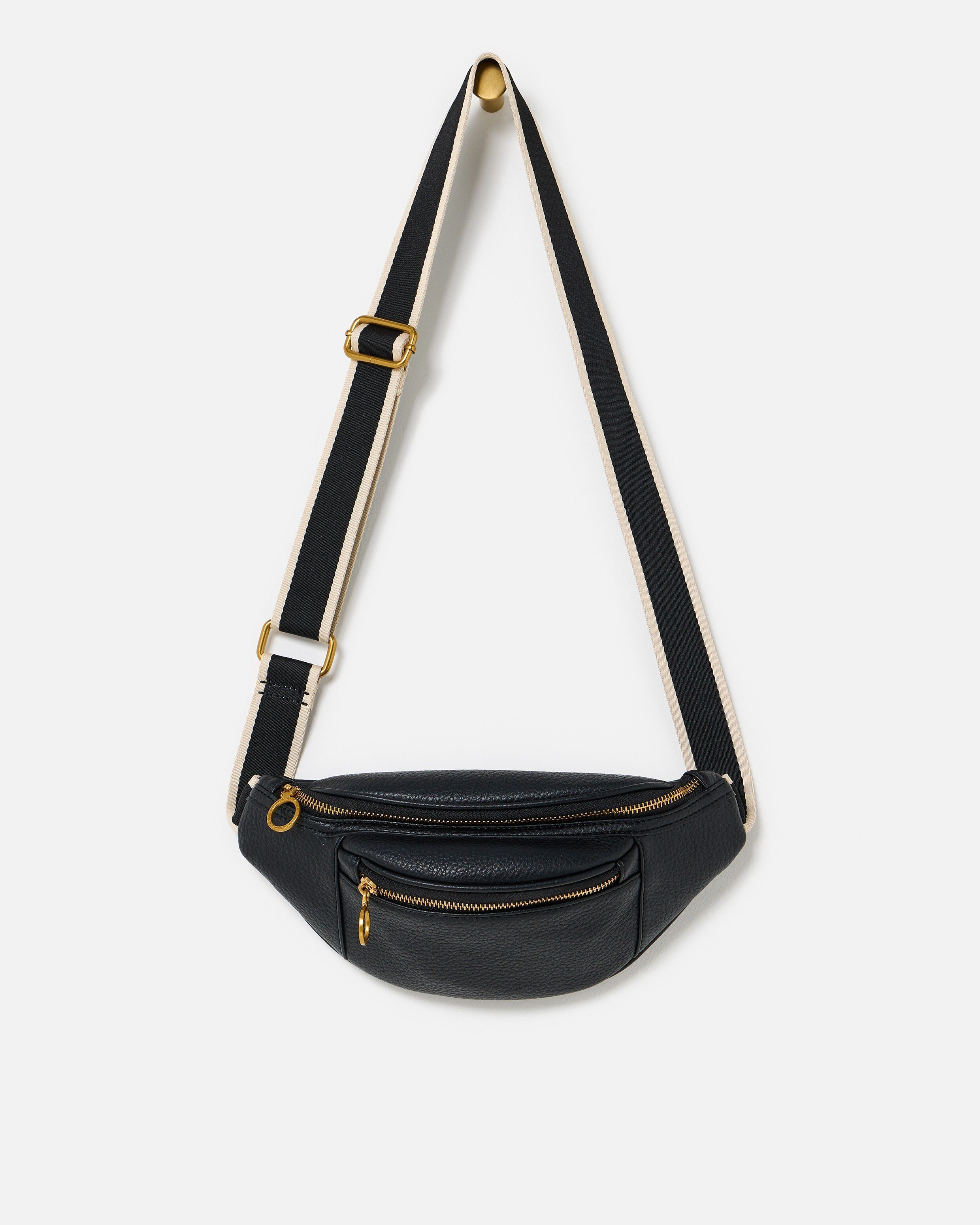 Lexi Black Double Zip Belt Bag | Oliver Bonas