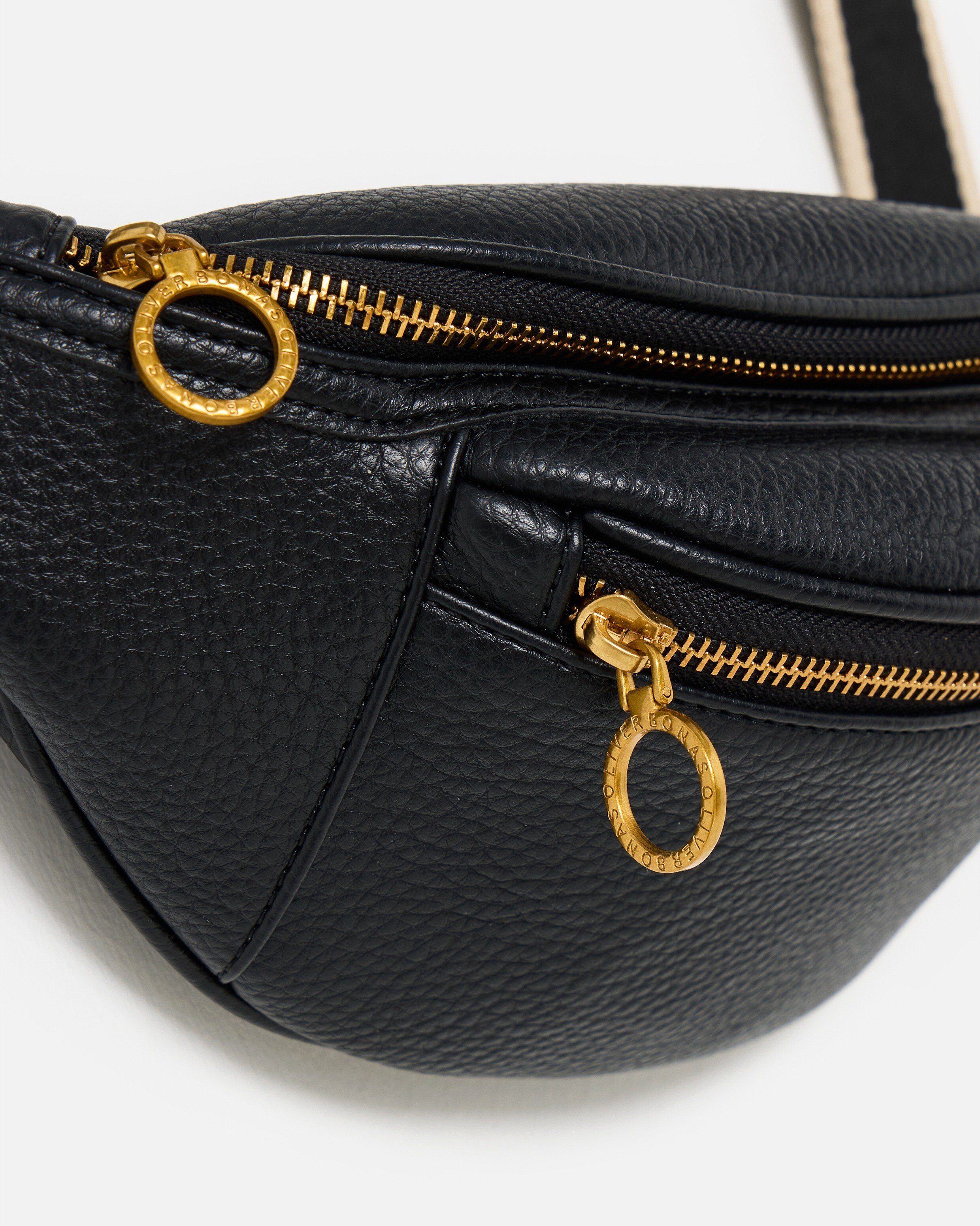 Lexi Black Double Zip Belt Bag | Oliver Bonas
