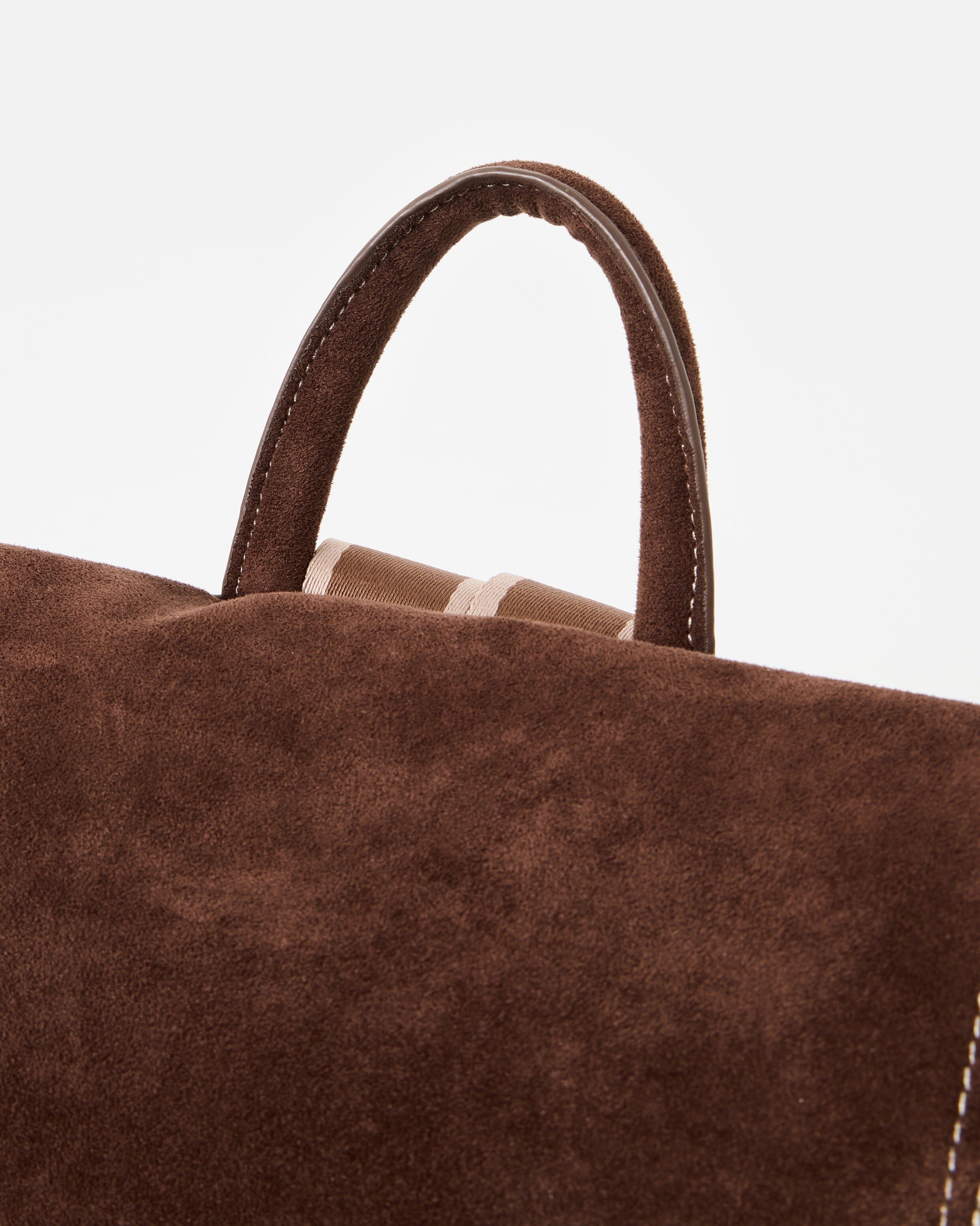 Kerry Chocolate Brown Faux Suede Buckle Backpack | Oliver Bonas