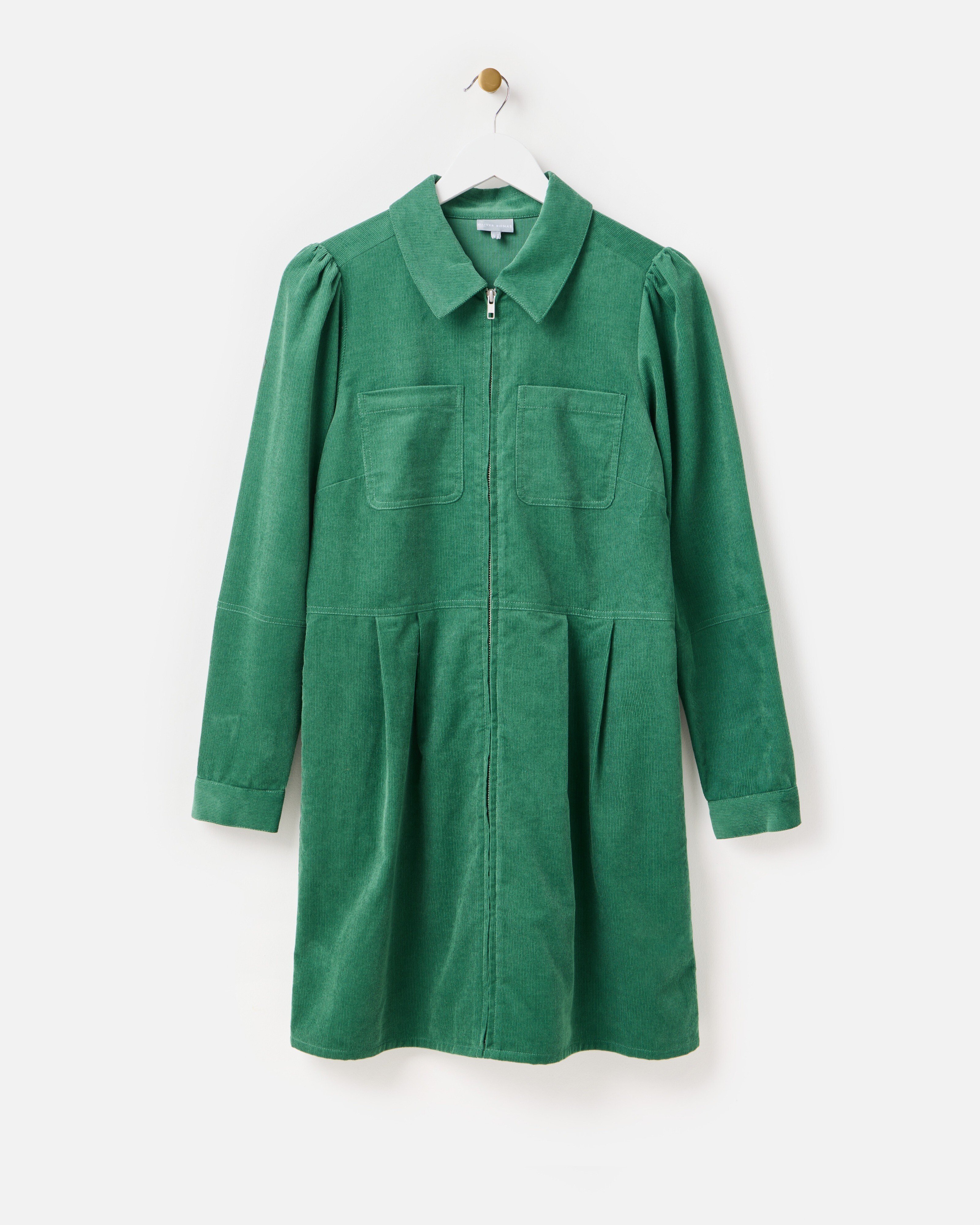 dark green corduroy shirt dress Green Corduroy Button Down Collared Maternity Dress
