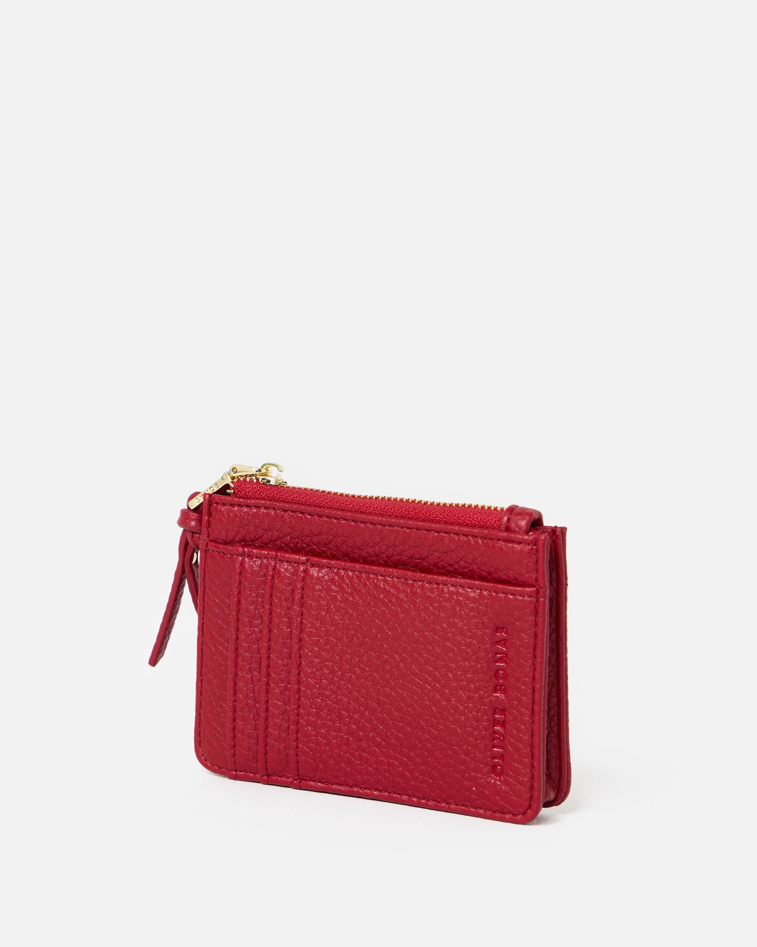 Kadie Cherry Red Zipped Card Holder | Oliver Bonas