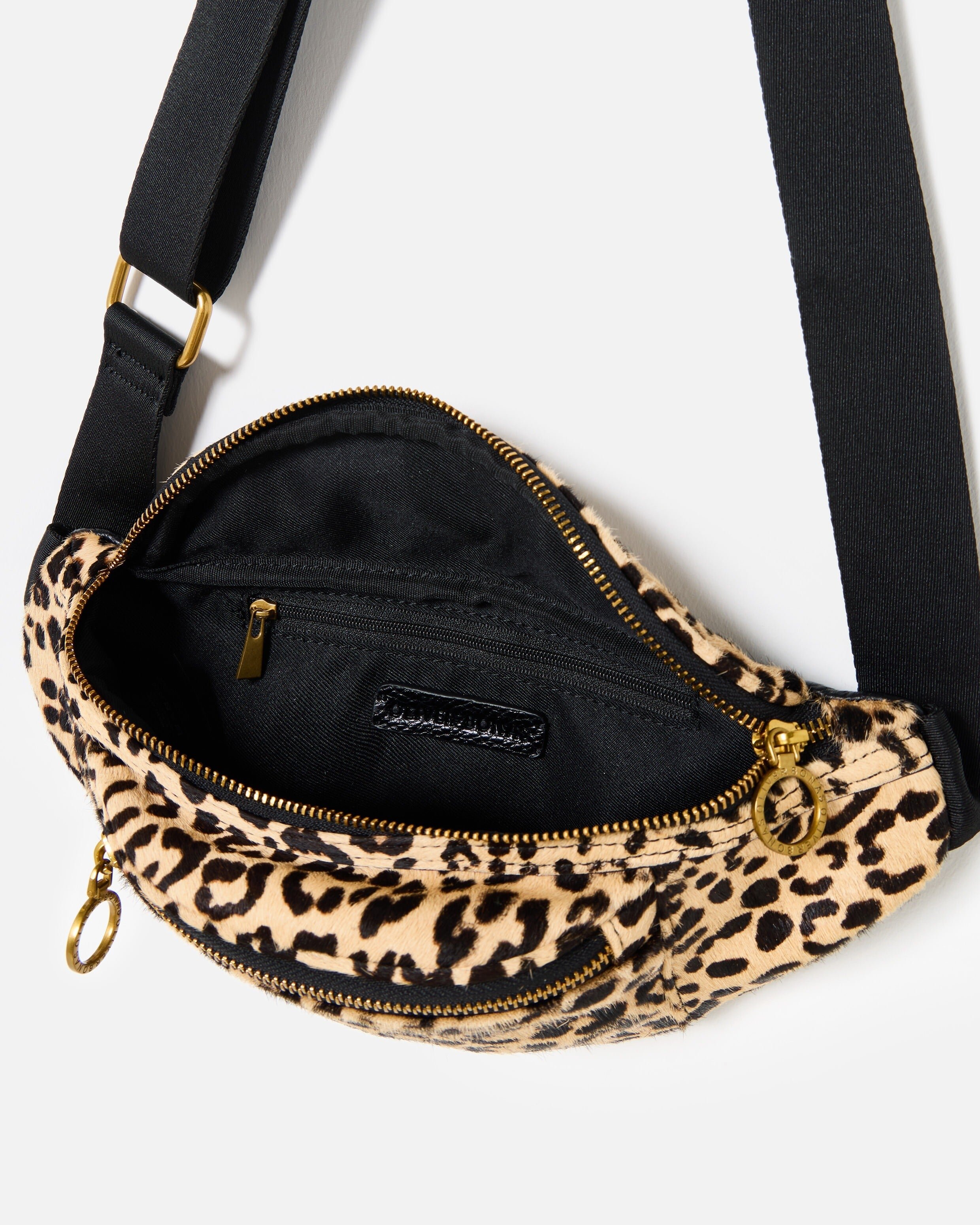 Lexi Leopard Print Textured Double Zip Belt Bag | Oliver Bonas