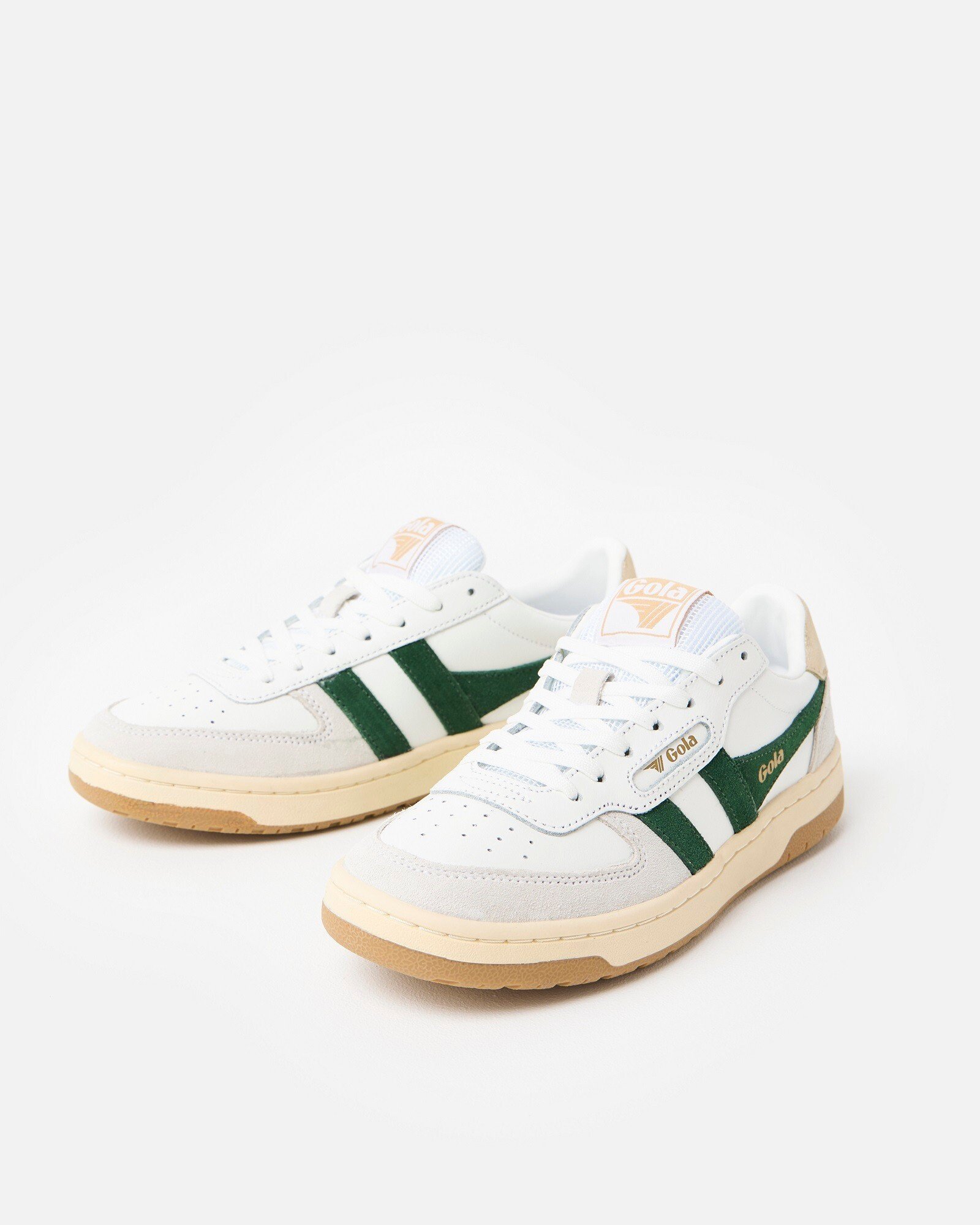 Gola Hawk White & Dark Green Trainers | Oliver Bonas
