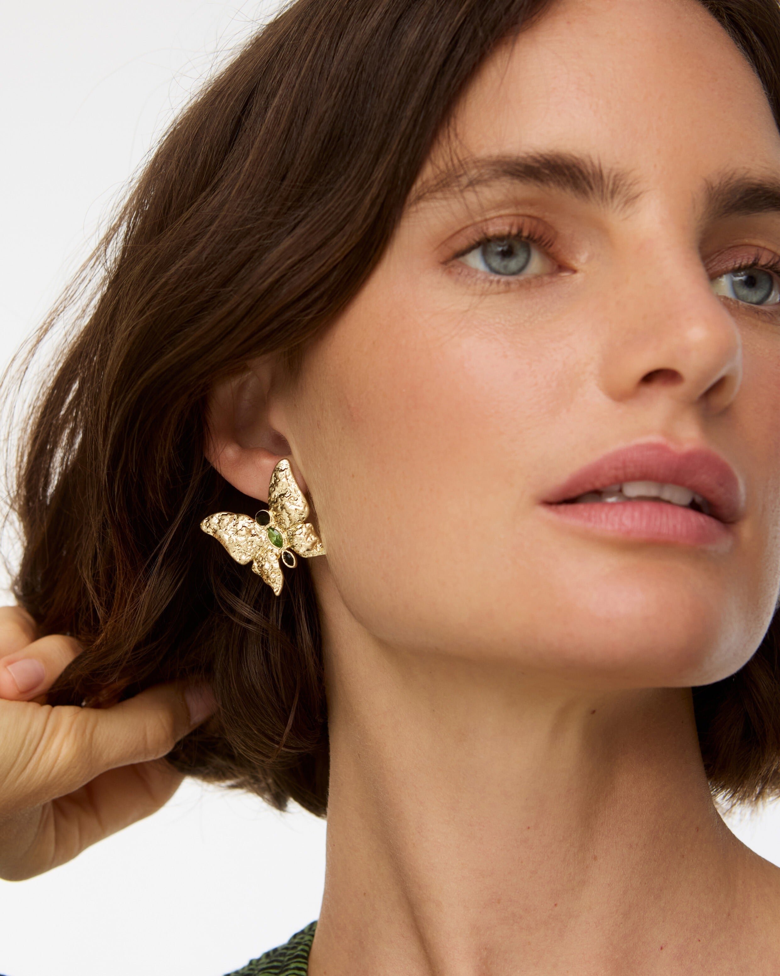 Cardan Butterfly Gold Tone Stud Earrings | Oliver Bonas