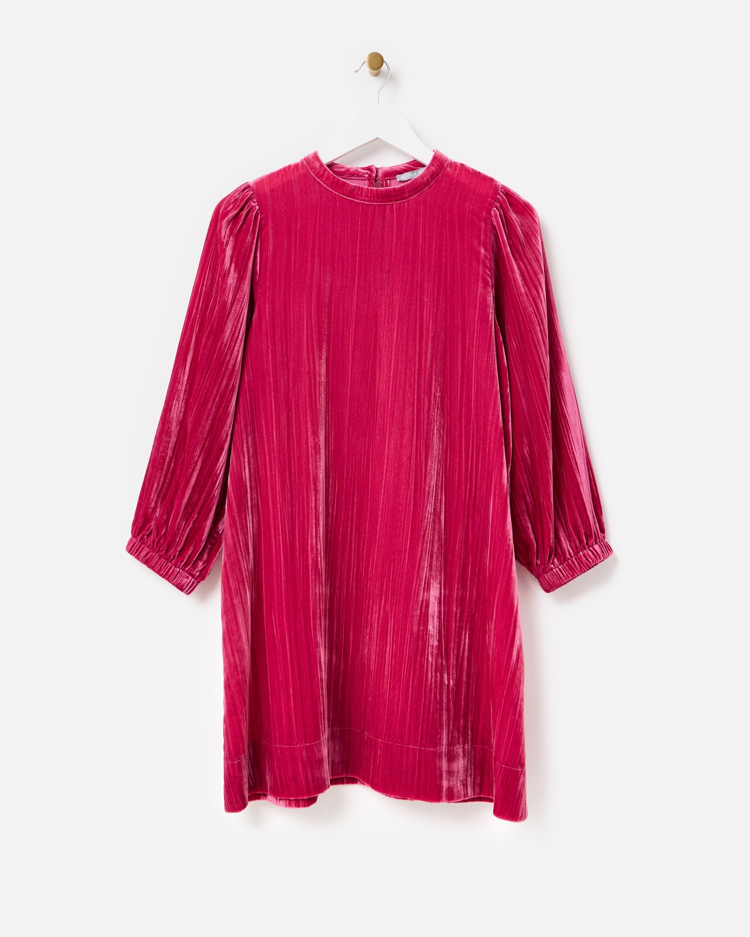 Pink Velvet Long Sleeve Mini Dress | Oliver Bonas