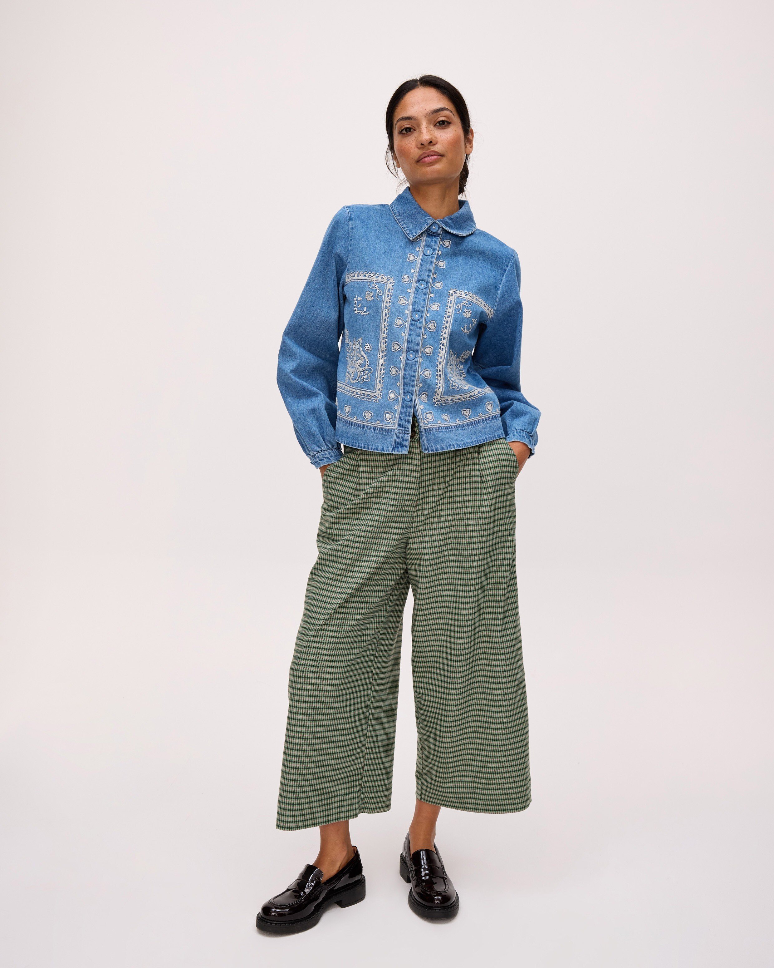 Green Plaid Blue Checkered Pants Outfit Women's Tartan Golf