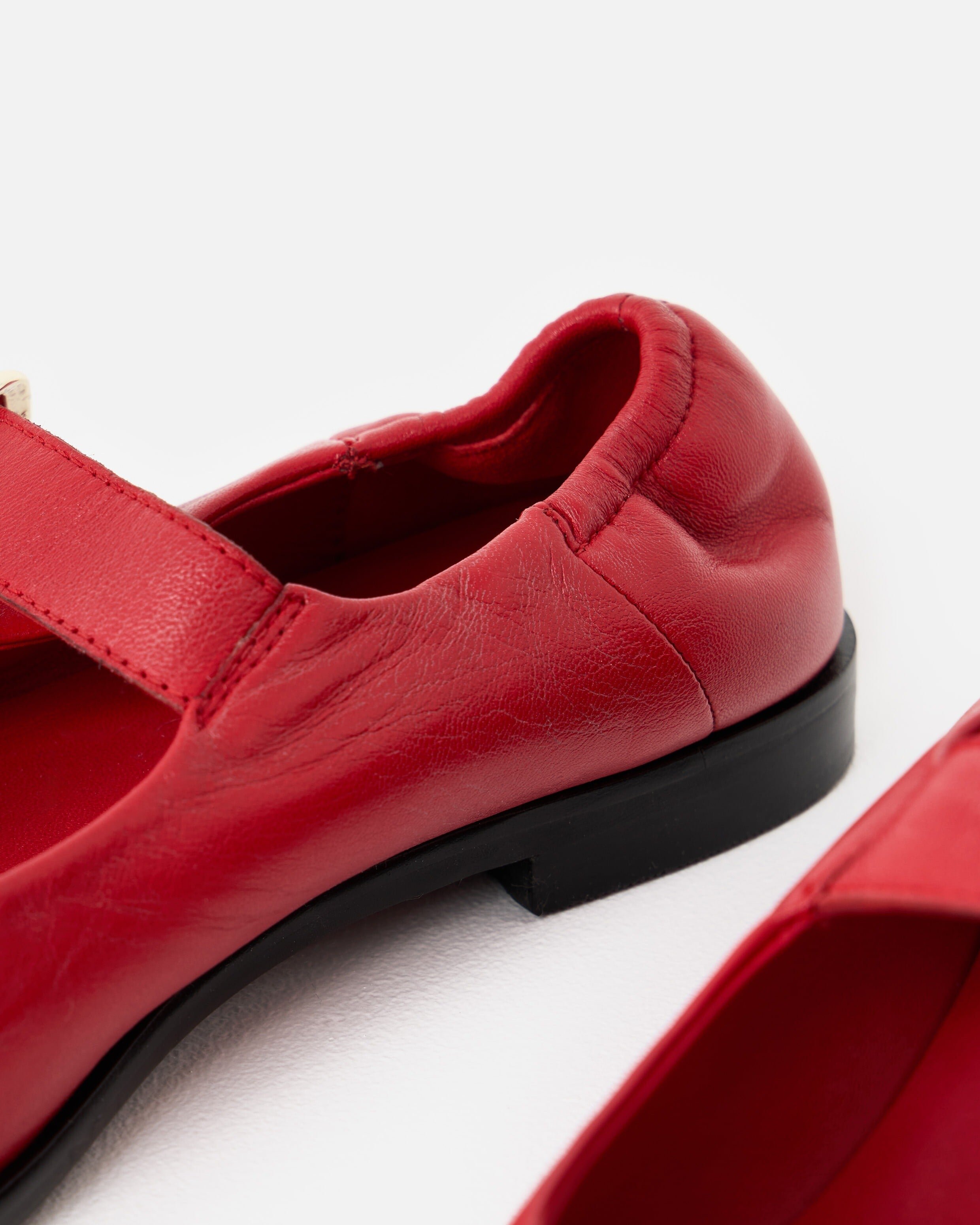 Red Leather Mary Janes | Oliver Bonas