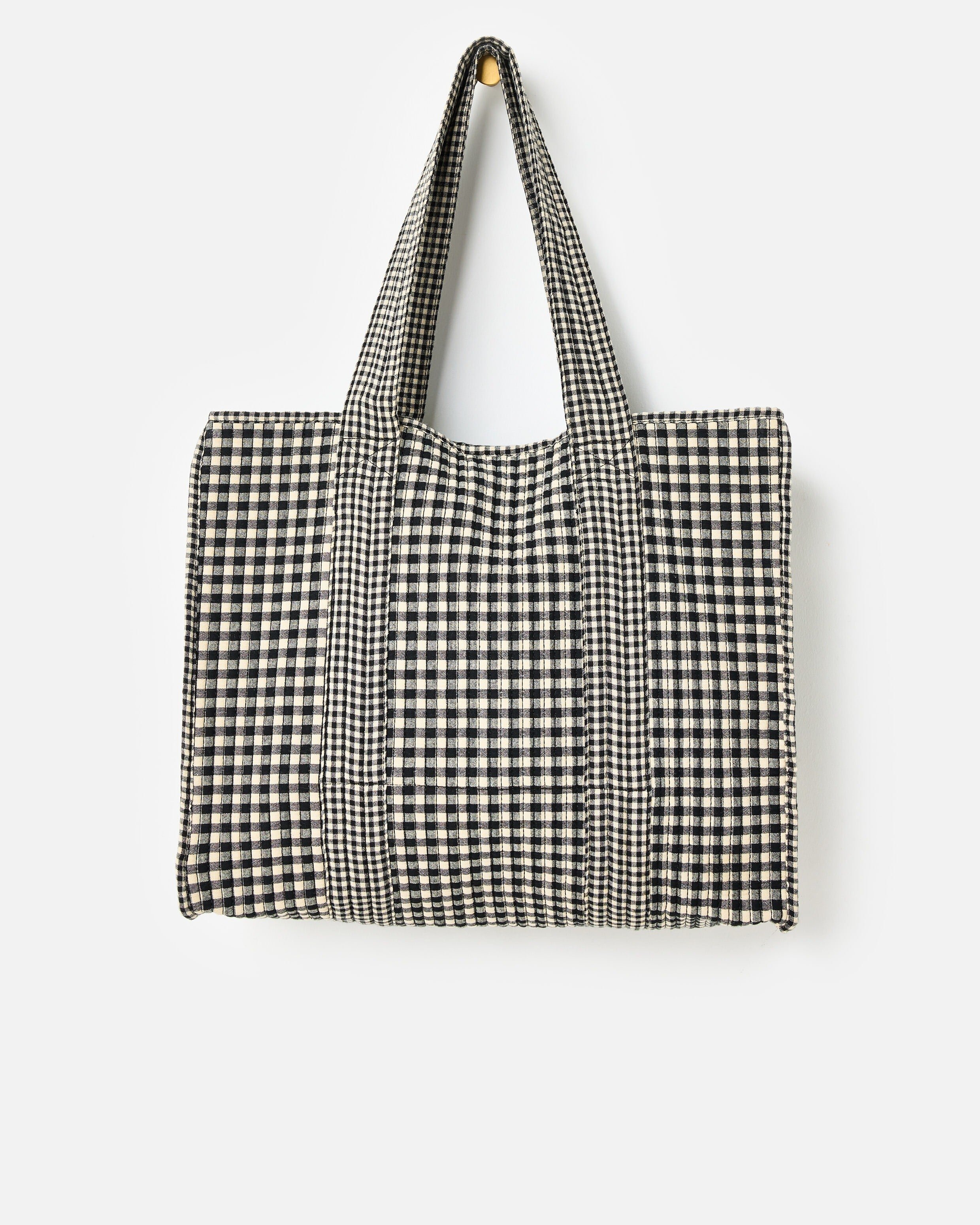 Black Gingham Fabric Tote Bag | Oliver Bonas