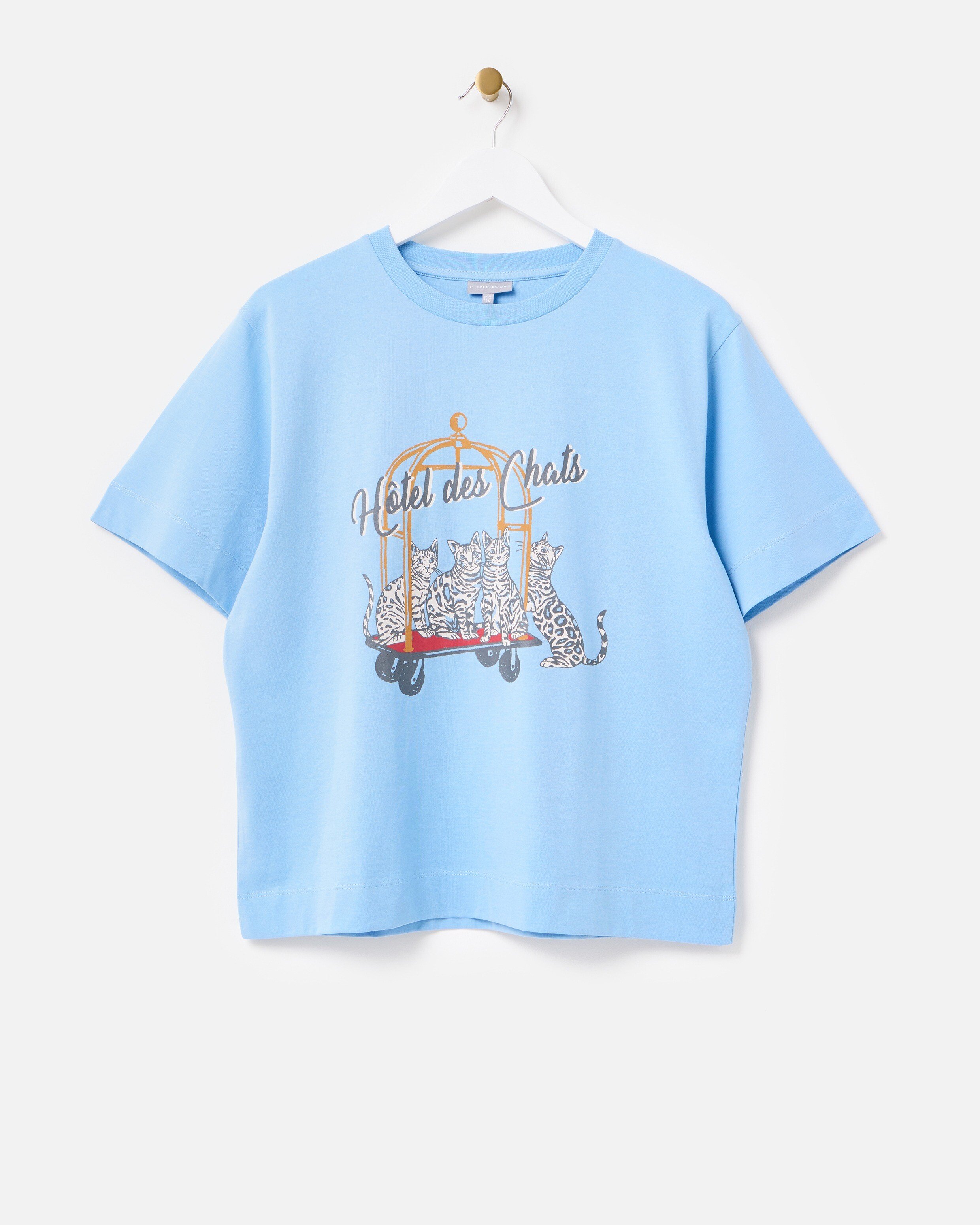 Light Blue Hotel des Chats Graphic T-Shirt | Oliver Bonas