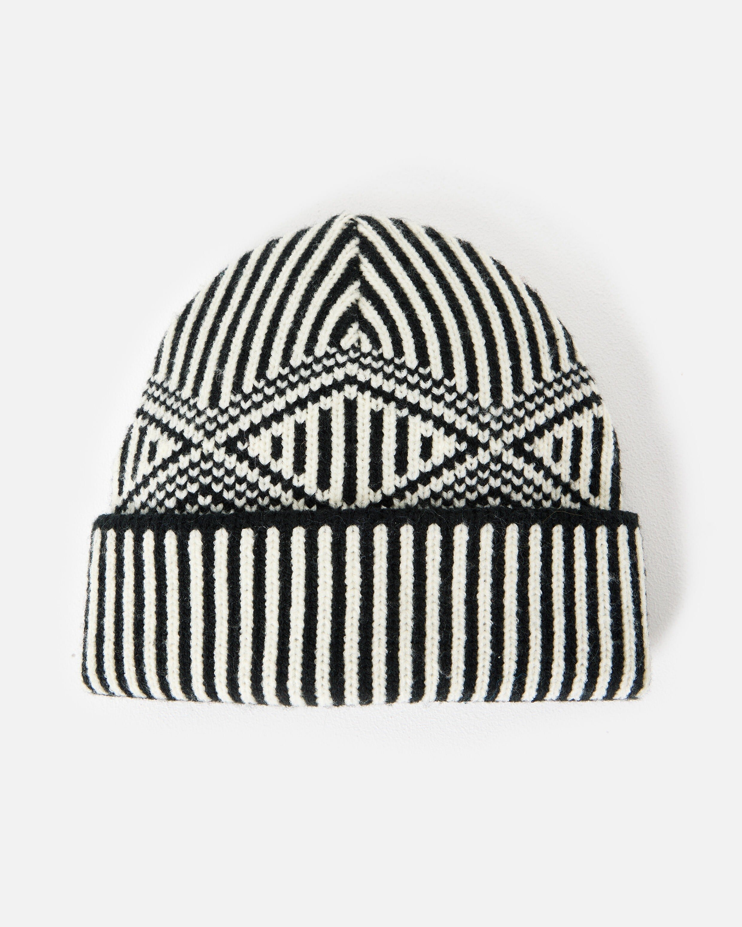 Monochrome Striped Fairisle Knitted Beanie Hat | Oliver Bonas