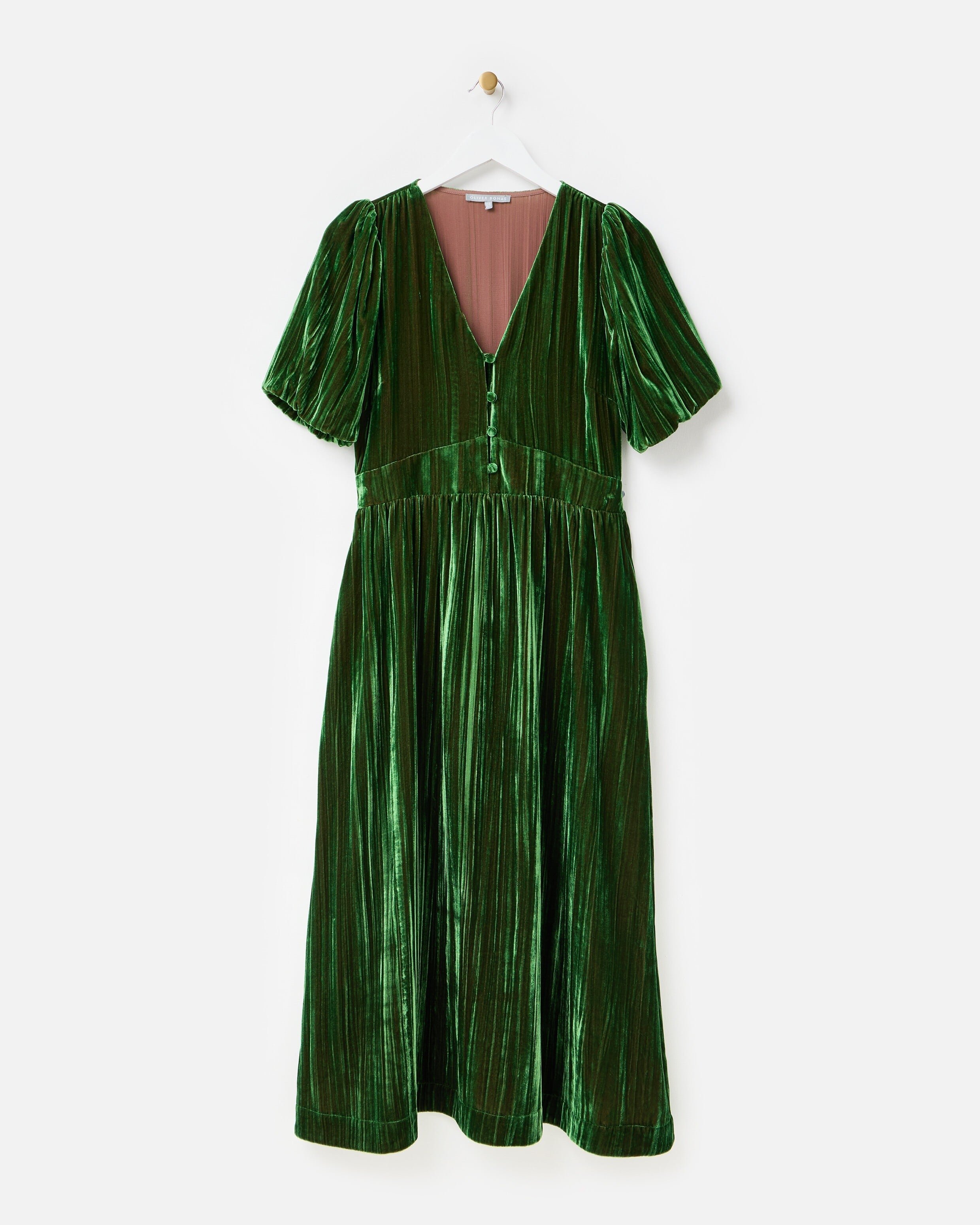 moss green velvet dress Moss Velvet Dress main image 1